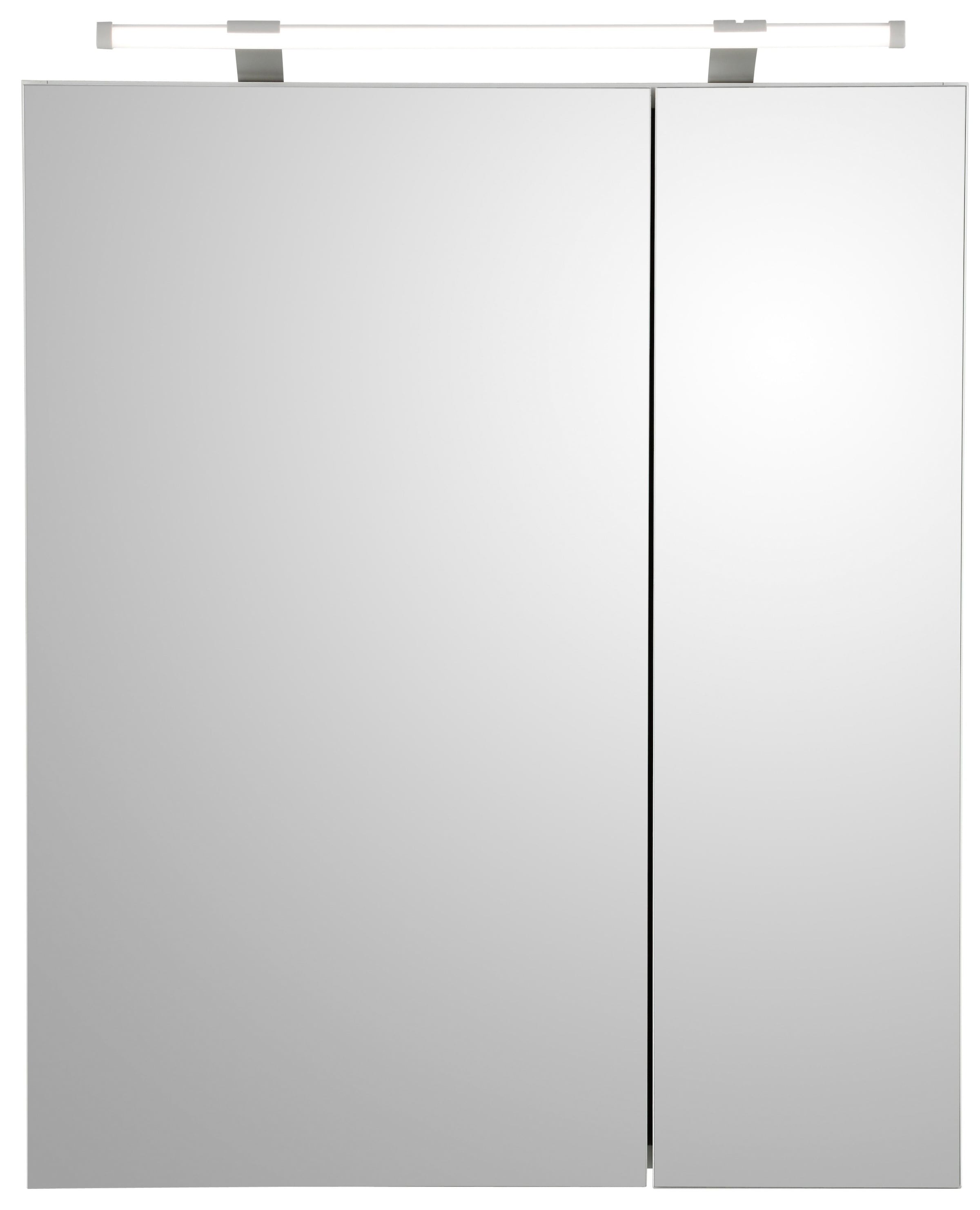 Schildmeyer Spiegelschrank »Dorina, mit höhenverstellbaren Glasböden«, Breite 60 cm, 2-türig, LED-Beleuchtung, Schalter-/Steckdosenbox