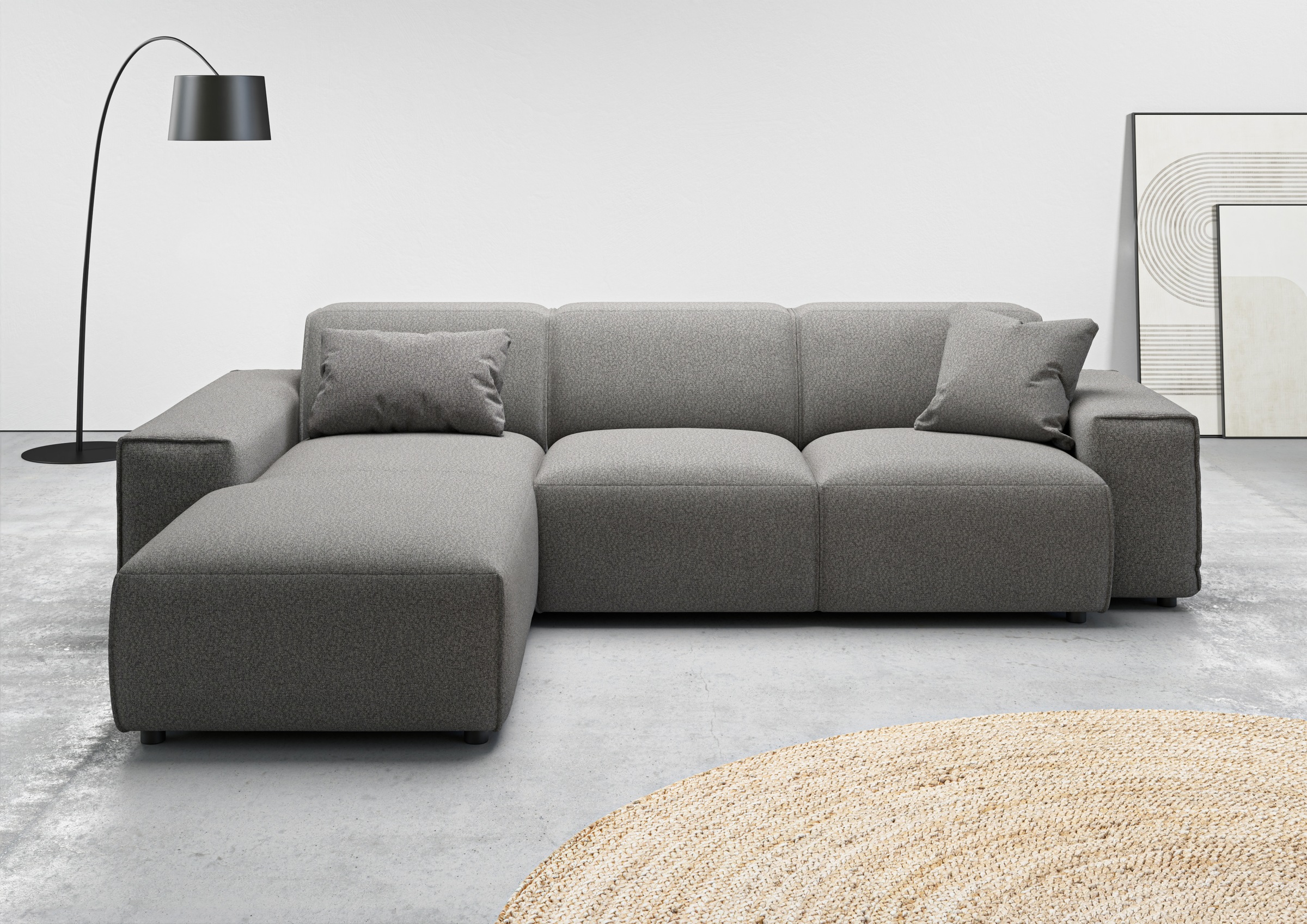 Ecksofa HOME AFFAIRE "Glimminge L-Form auch in Breitcord, Feincord + Easy care-Bezug", grau, B:264cm H:71cm T:191cm, 100% Polyester, Sofas, Ecksofa, Breite 264, Zierkissen