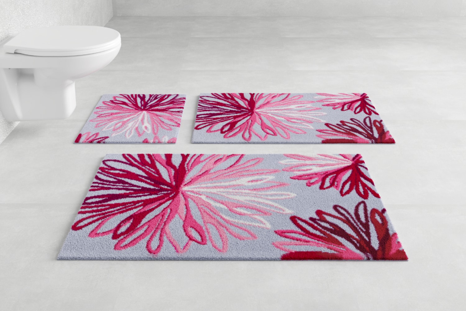 Grund "Art" Höhe 20 mm rutschhemmend beschichtet fußbodenheizungsgeeignet florales Muster, elegante Badematte