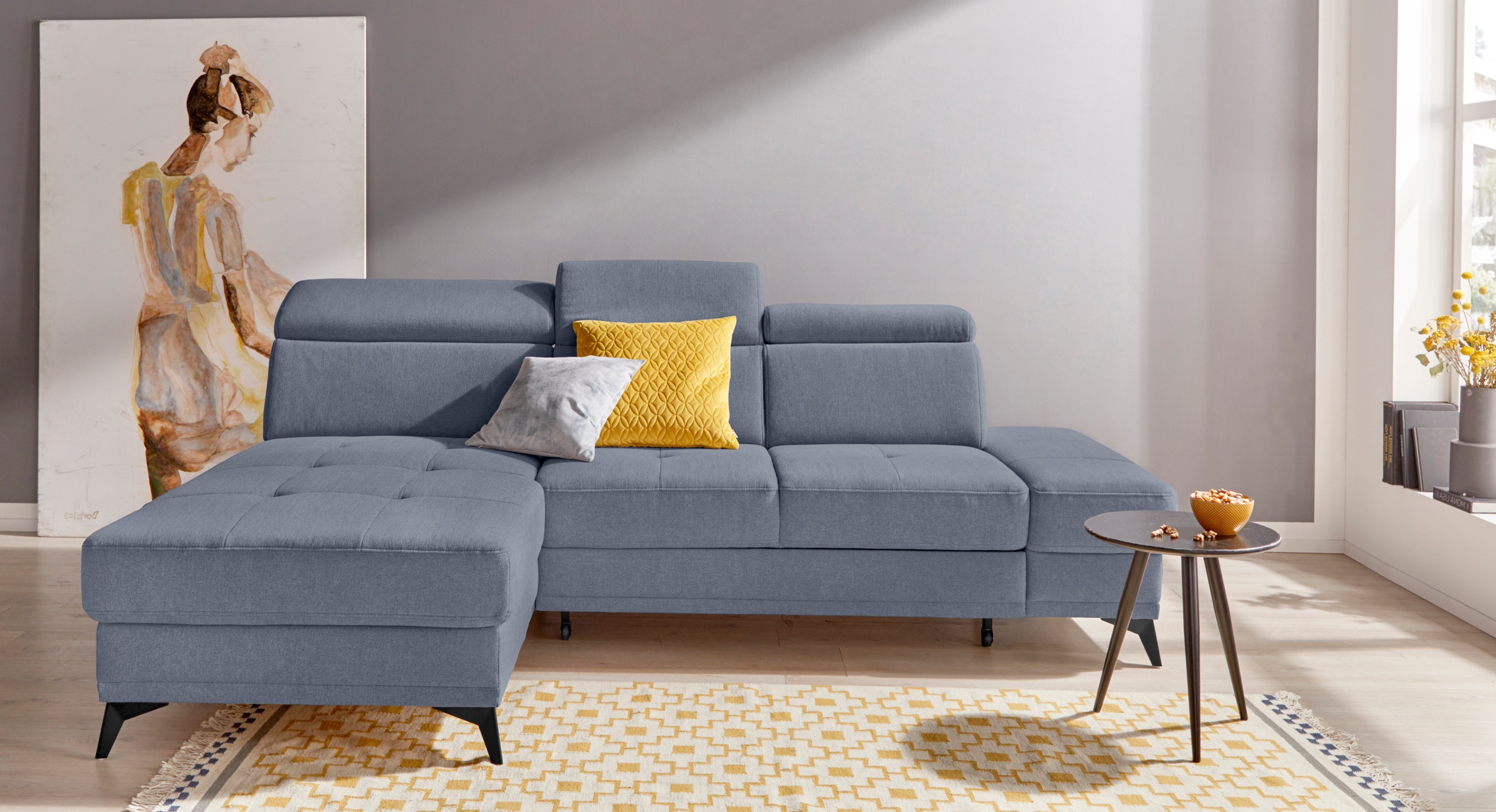 Home affaire Ecksofa "Cardiz L-Form" inkl.Kopfteilverstellung und Federkern günstig online kaufen