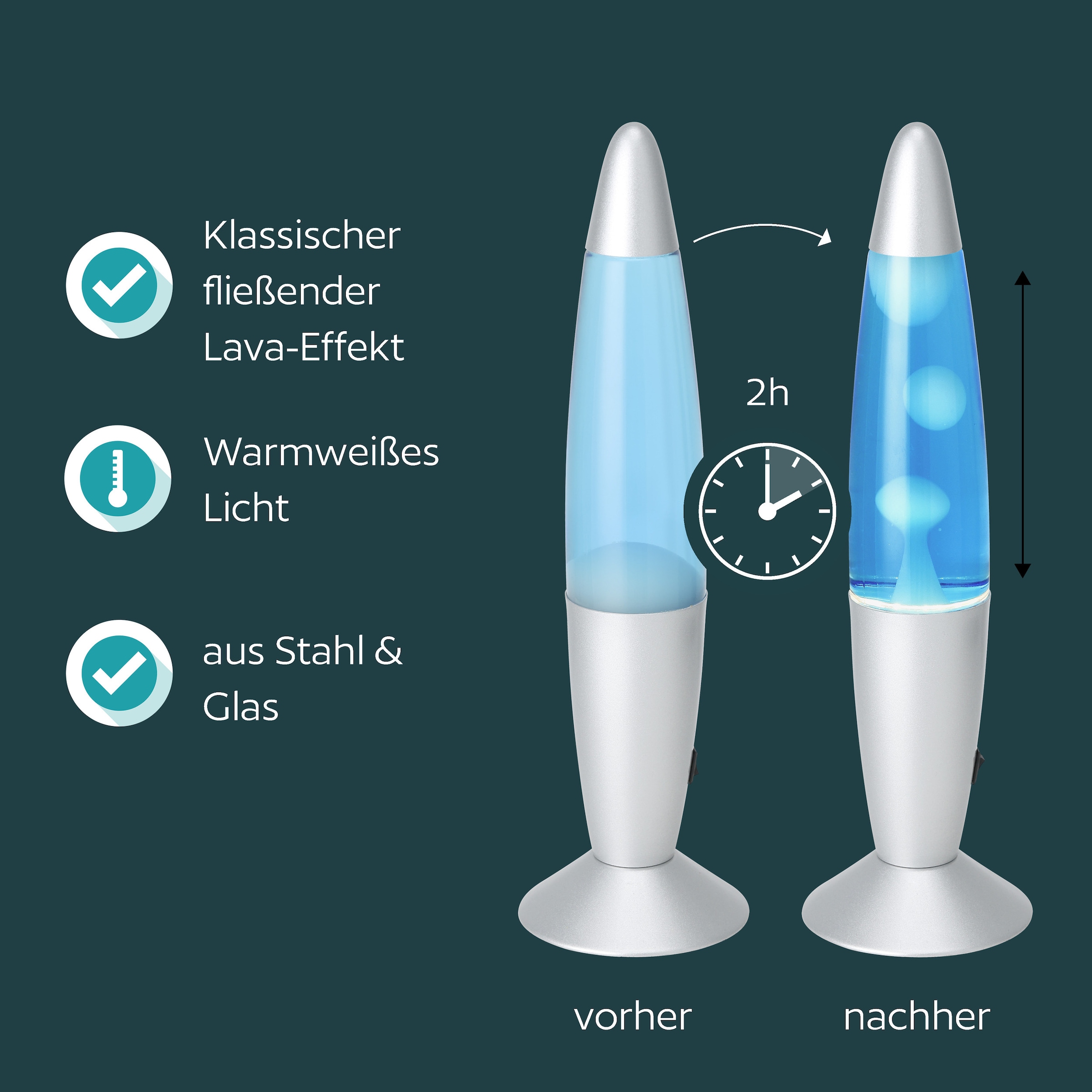 EGLO LED Tischleuchte »LAVA« LED-Modul 1 Stk. LED Lavalampe Lava, Deko Lampe Wassersäule, Retro Lavaleuchte