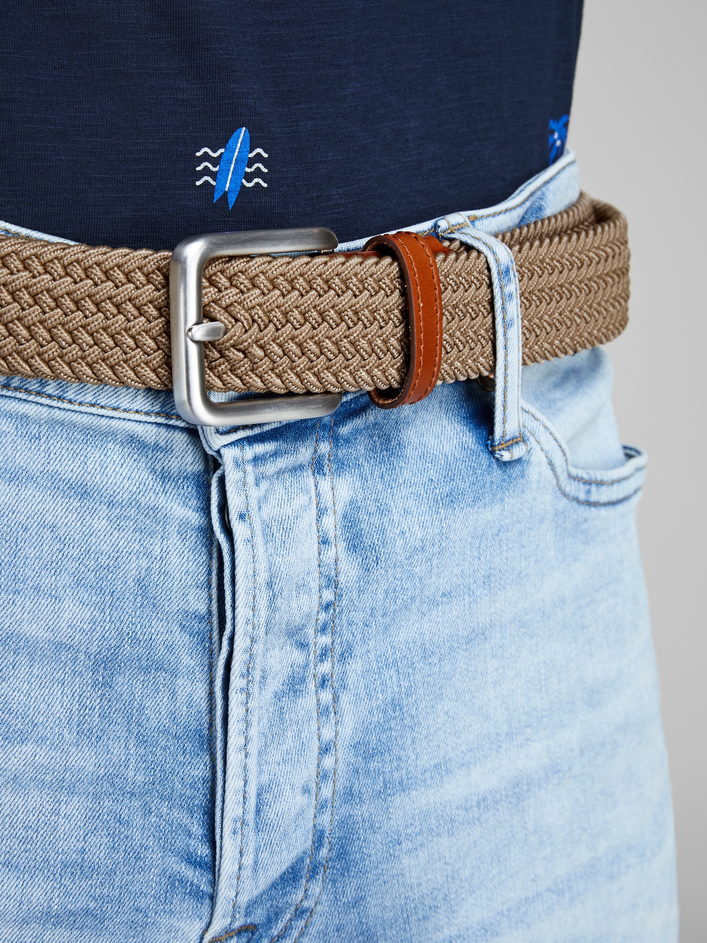 Jack & Jones Stretchgürtel "JACSPRING WOVEN BELT NOOS" mit silberfarbener S günstig online kaufen