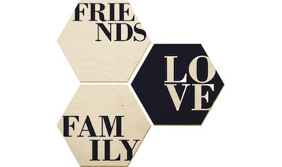 Holzbild »Love, Friends, Family«, Autos, (Set, Dekorative Wanddekoration)
