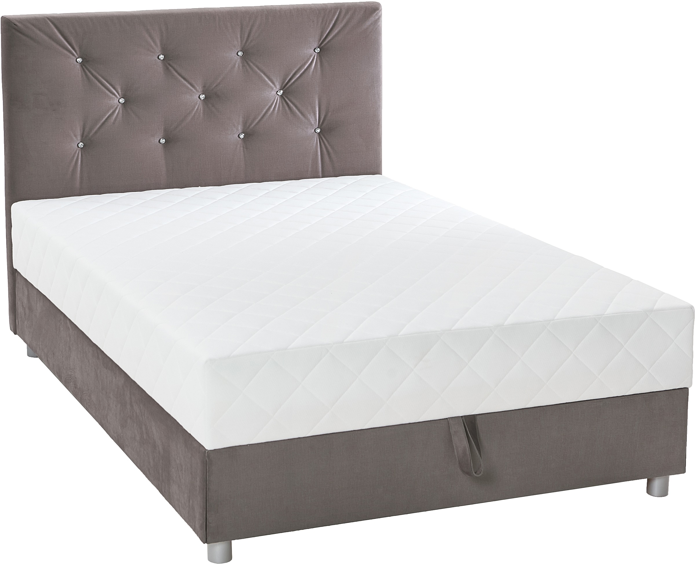 ATLANTIC home collection Boxbett »CELIA im hochwertiger Samtoptik«, mit Taschen-Federkernmatratze, Bettkasten und Strass-Steinen