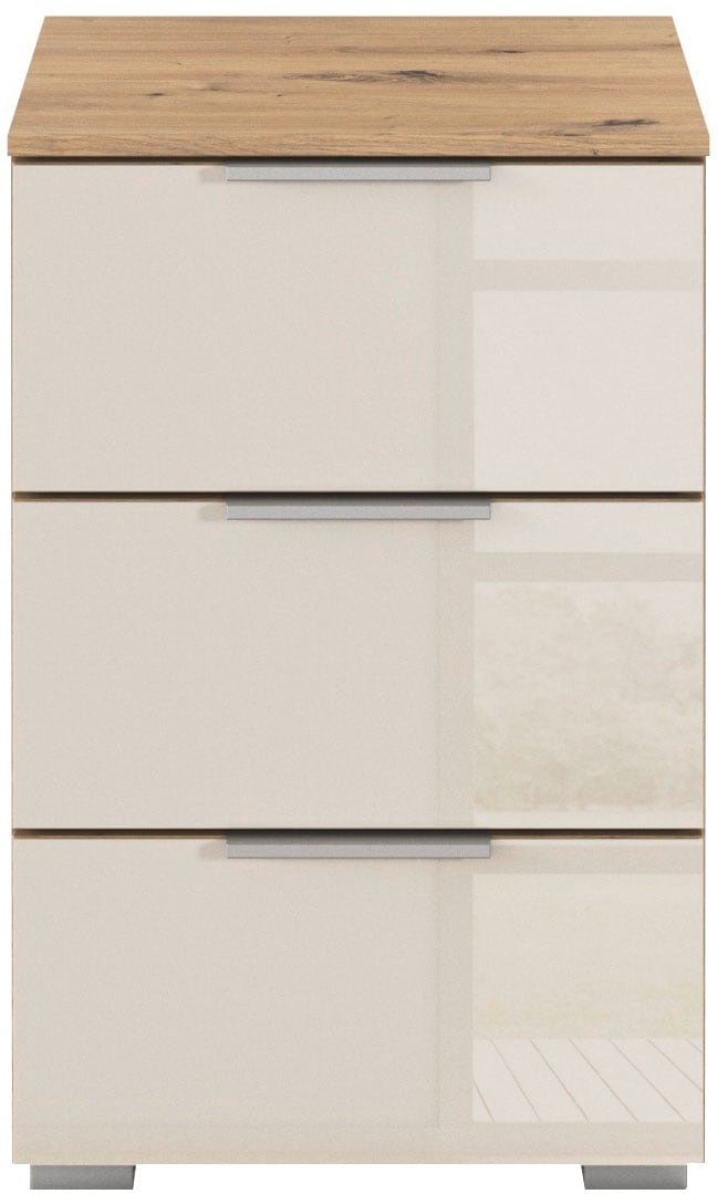 rauch Nachtkommode »Nachttisch Nachtschrank Nachtkonsole AGORDO mit Glasfront«, (in zwei Griff-Farben, Breite 40 cm), mit 3 geräumigen Schubladen für viel Stauraum MADE IN GERMANY