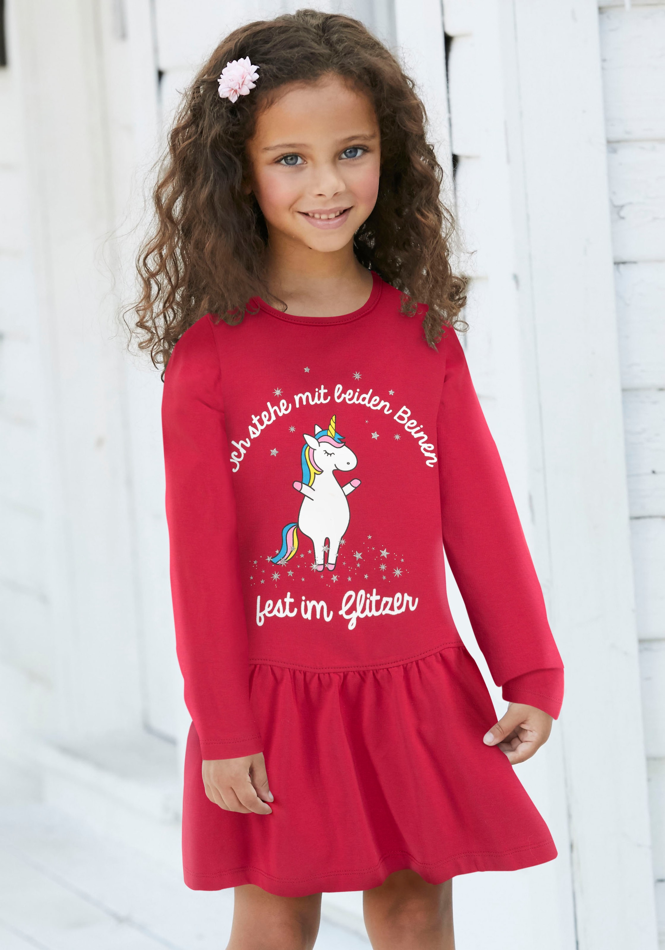 ▷ Jerseykleid Sprüchedruck KIDSWORLD für »Einhorn«, | mit BAUR