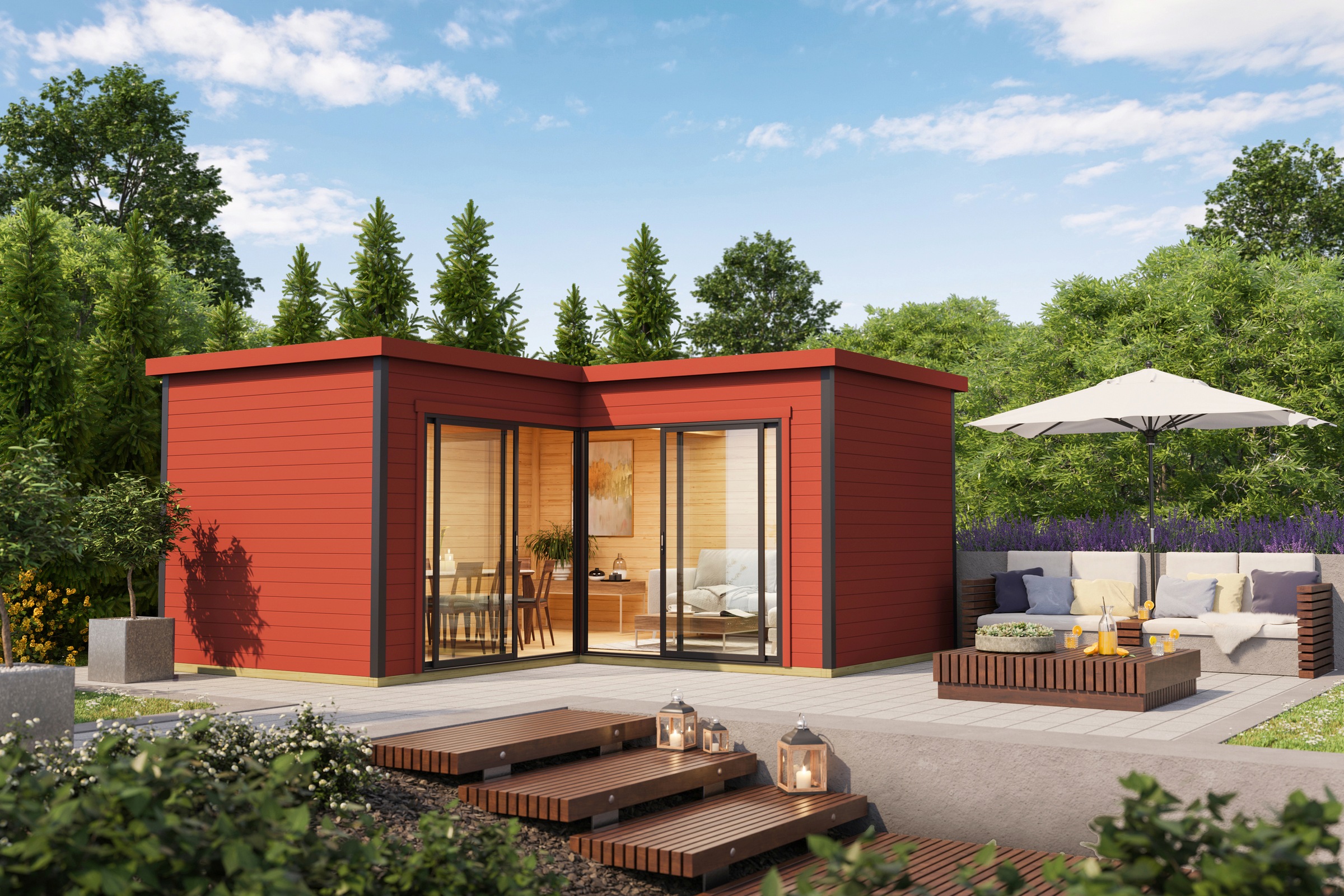 LASITA MAJA Gartenhaus "DOMEO 6 SCHWEDENROT/ANTHRAZIT", (Set), Fundamentmas günstig online kaufen
