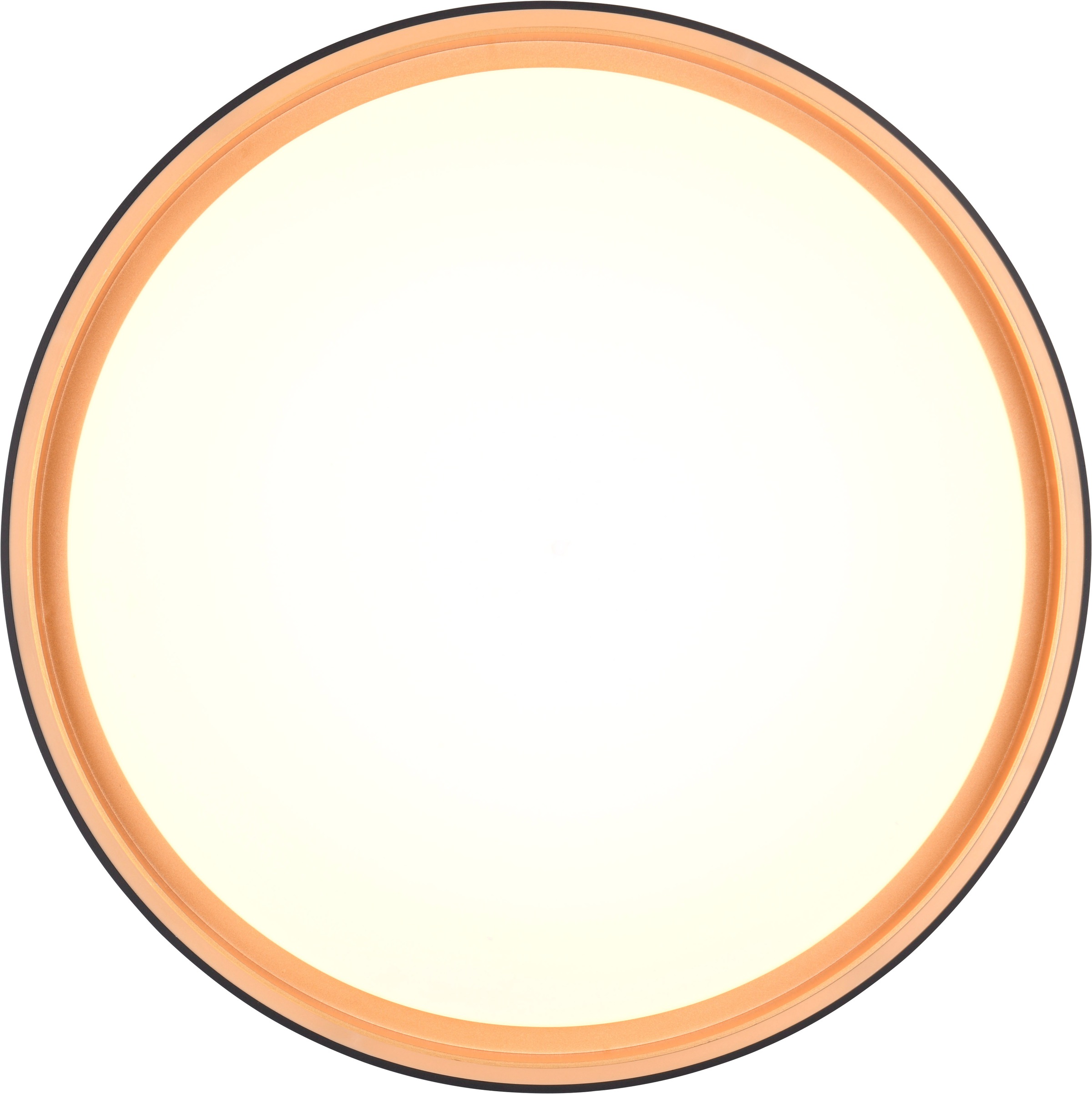 REALITY Leuchten LED Deckenleuchte »FELIS, LED Deckenlampe schwarz-gold, 24W 2500 Lumen Fernbedienung« LED-Board 1 Stk. Farbwechsler | warmweiß - kaltweiß CCT 2700-6500K warmweiß - kaltweiß, dimmbar Ø 40cm Höhe 7,5 cm