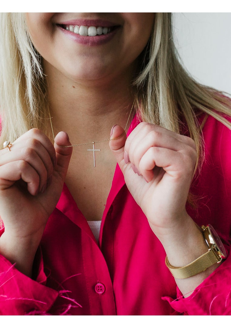 Julie Julsen Kette mit für Zirkonia mit | Glitzersteine, JJNE01024.1, BAUR »Halskette (synth.) JJNE01024.2, kaufen KREUZ JJNE01024.3«, Anhänger