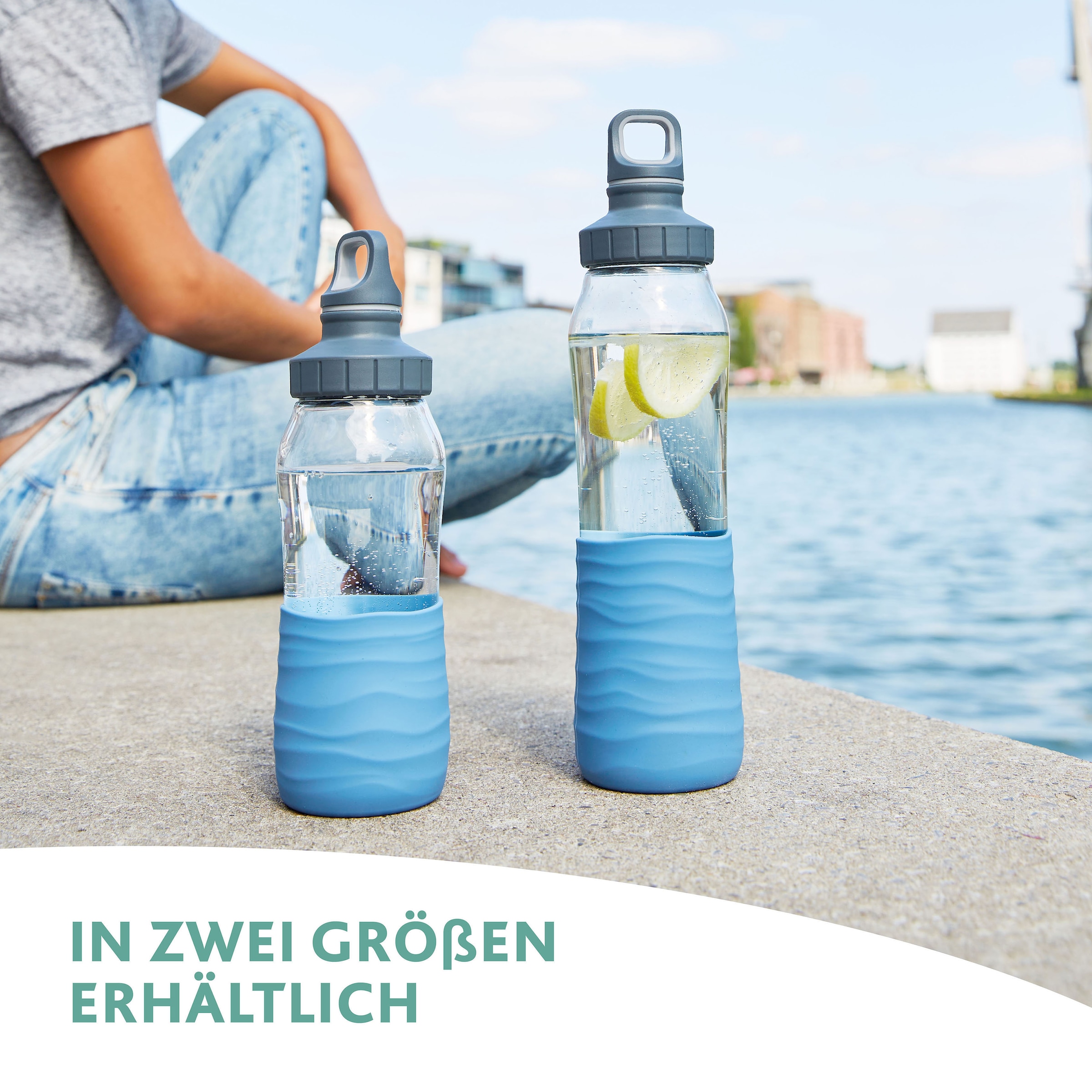 Emsa Trinkflasche »Drink2Go«, (1 tlg.), Schraubverschluss, dicht/hygienisch/rein, Silikonmanschette, 500 ml