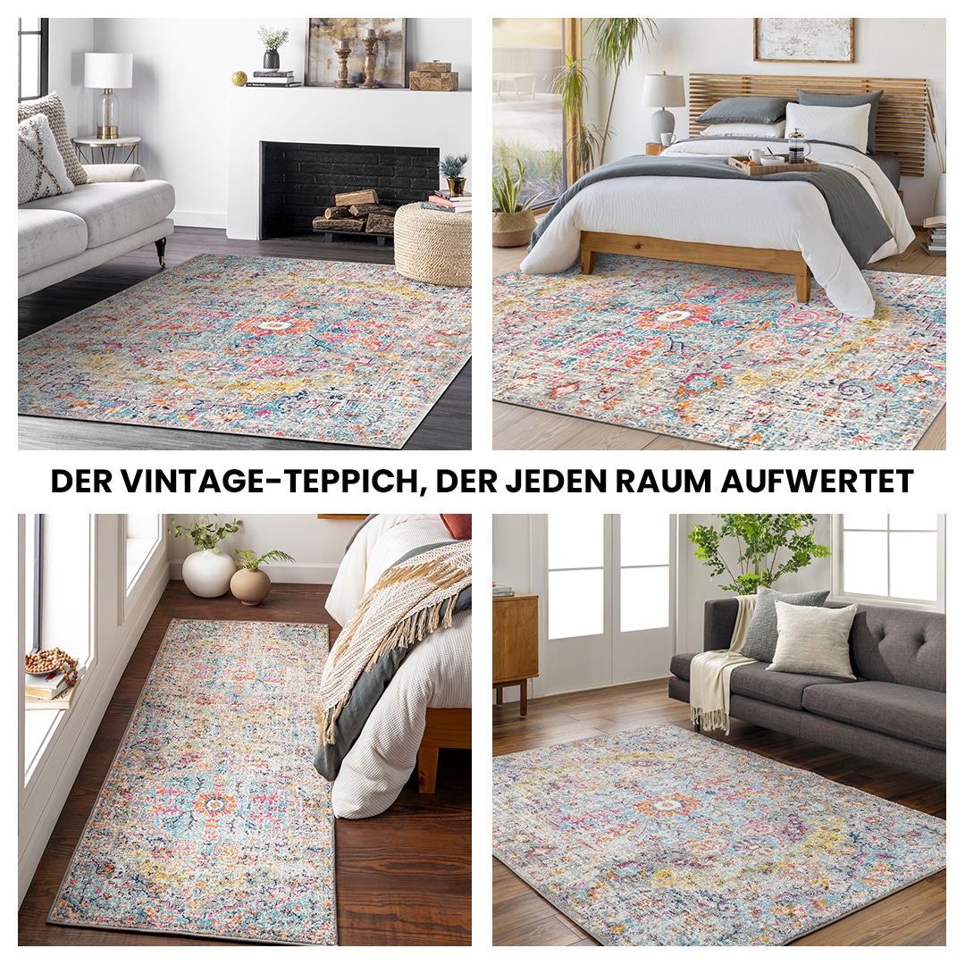 Livabliss Teppich »MUNICH«, rund, 11 mm Höhe, Vintage Orientteppich, Kurzflor Boho Wohnzimmerteppich, Läufer, ⌀160cm