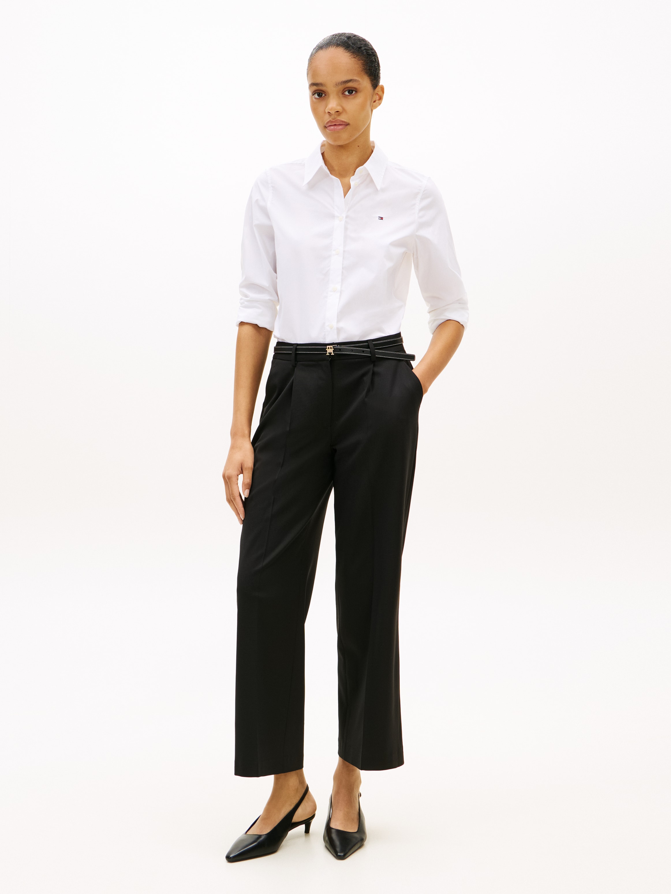 Tommy Hilfiger Hemdbluse »STRETCH REGULAR LS SHIRT« mit gesticktem Tommy Hilfiger Logo