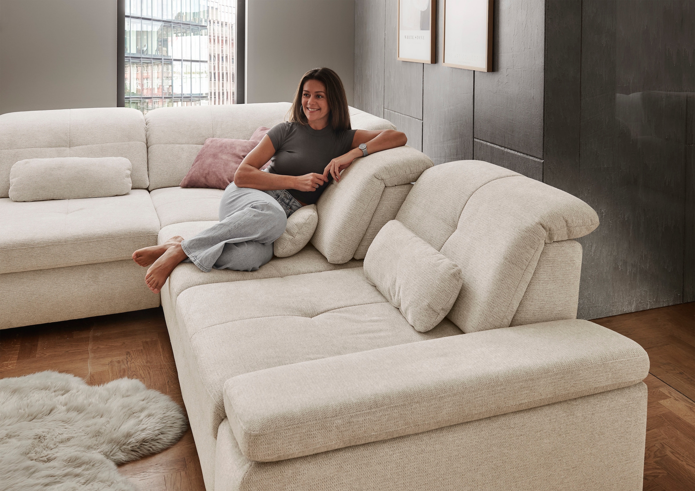 Die PlanBar Ecksofa »MP-IN16012 L-Form Kaltschaum-Polsterung«, inkl. Sitztiefenverstellung, optional mit Funktionen