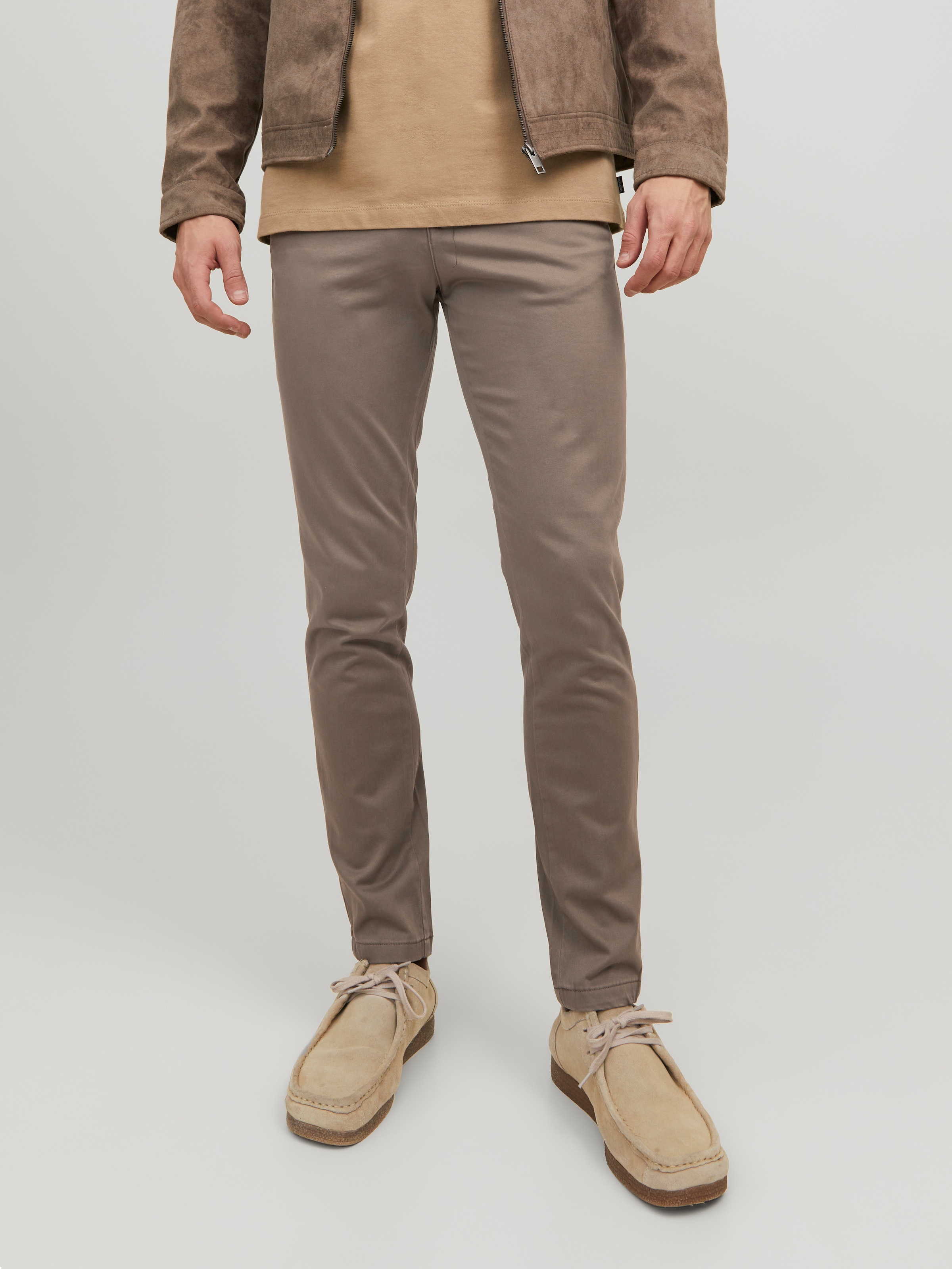 Chinos JACK & JONES "JPSTMARCO mit Stretchkomfort und schmalem Bein", Herren, Gr. 31, Länge 30, falcon, Web, Obermaterial: 98% Baumwolle, 2% Elasthan, unifarben, slim fit normal, Hosen, Baumwollmischung, slim fit