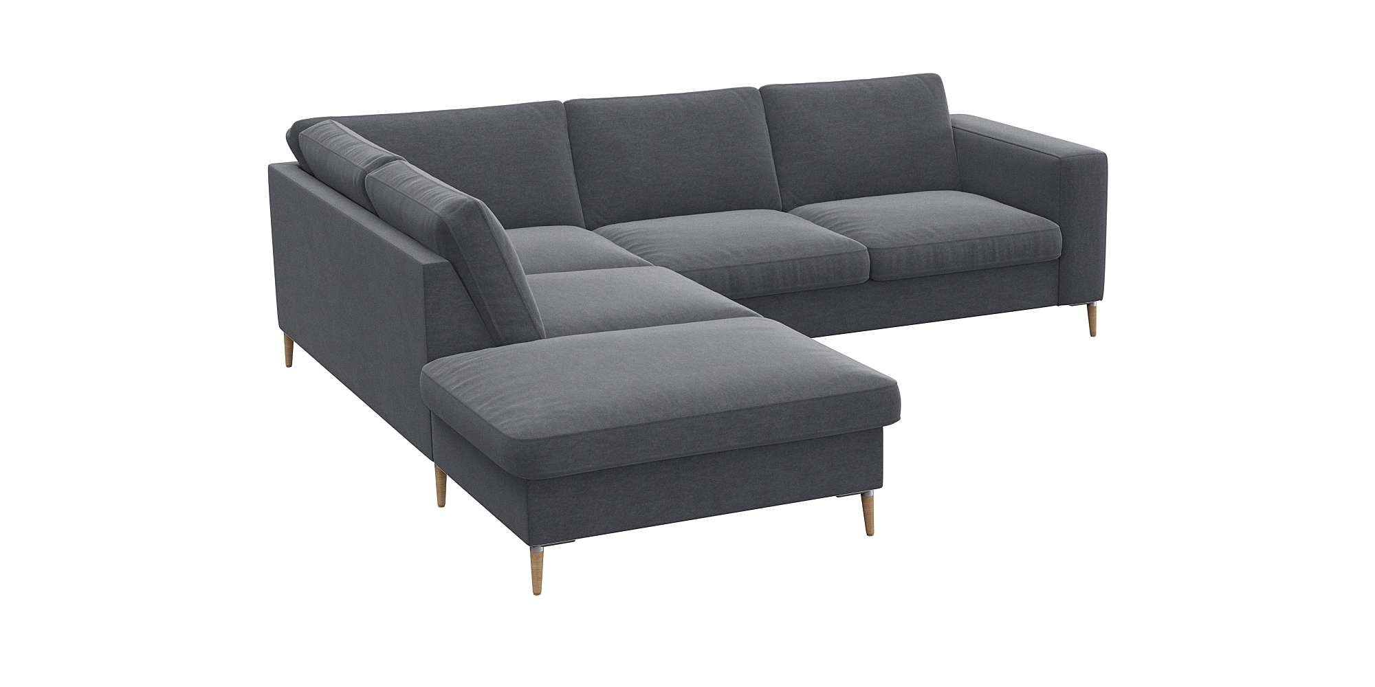 FLEXLUX Ecksofa »Fiore, L-Form«, breite Armlehnen, Füße Alu/Eiche, B/T 241/225 cm, Kaltschaum im Sitz