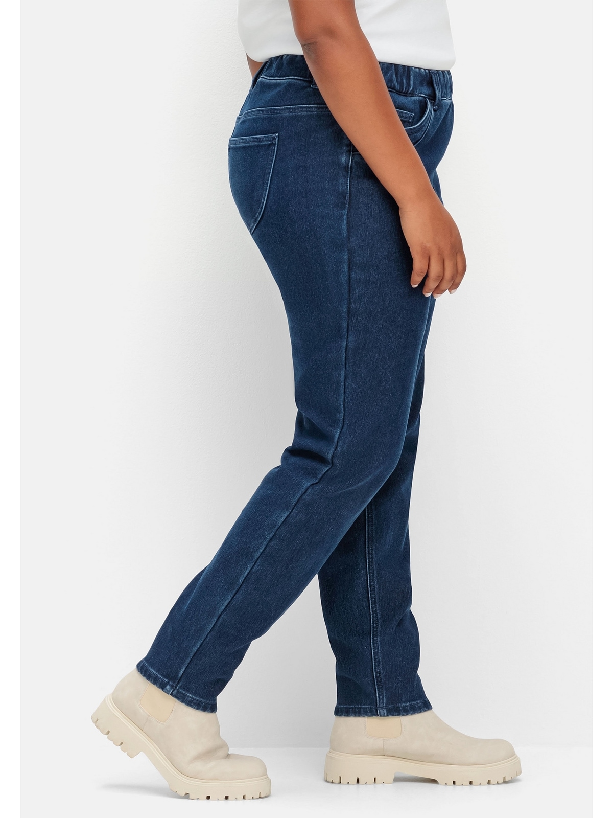 Sheego Stretch-Jeans »Große Größen«, mit Schlupfbund und Fleece-Innenseite