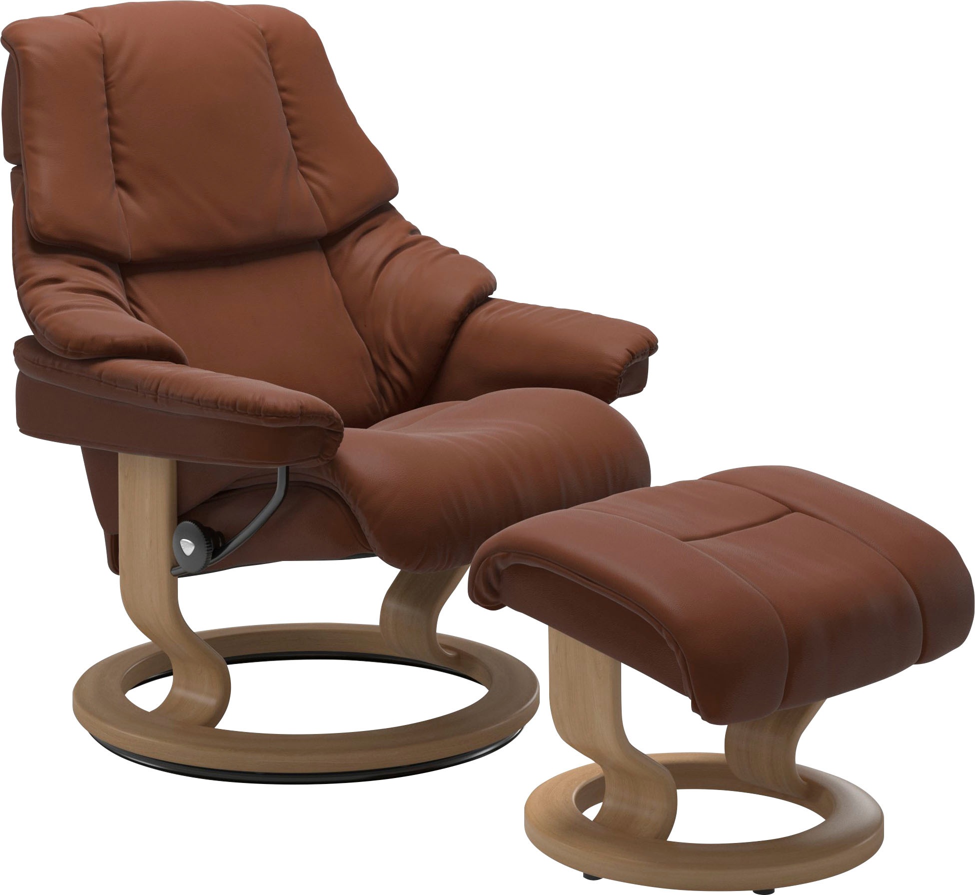 Stressless® Relaxsessel »Reno«, (Set, Relaxsessel mit Hocker), mit Hocker, mit Classic Base, Größe S, M & L, Gestell Eiche