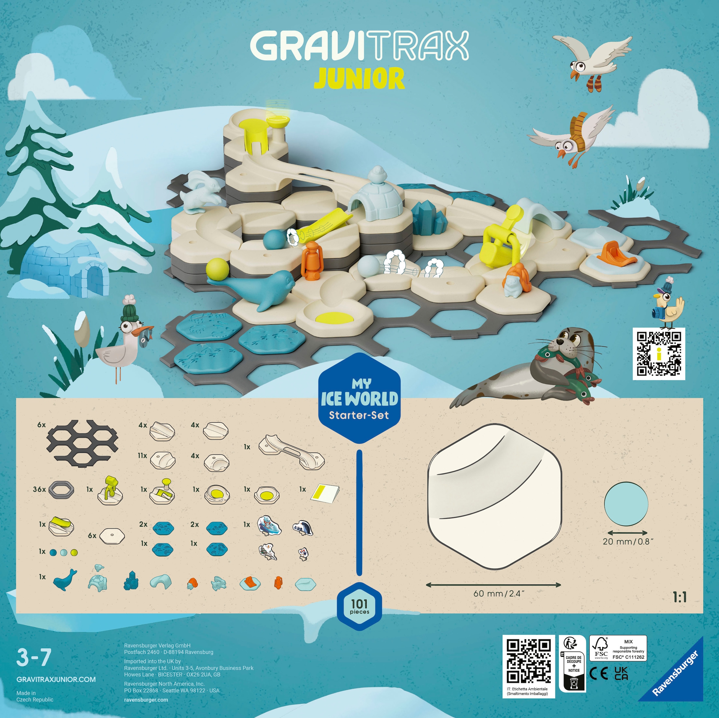 Ravensburger Kugelbahn-Bausatz »GraviTrax Junior Starter-Set L Ice«, Made in Europe; FSC® - schützt Wald - weltweit