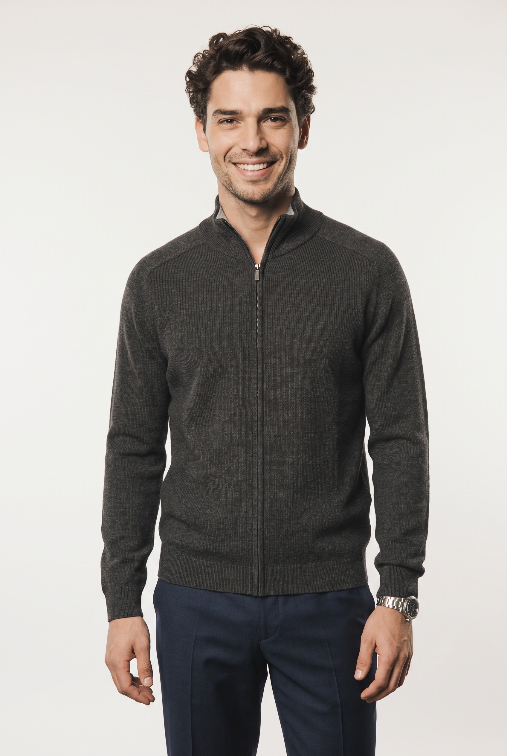 TOM TAILOR Strickjacke mit Logo Stickerei