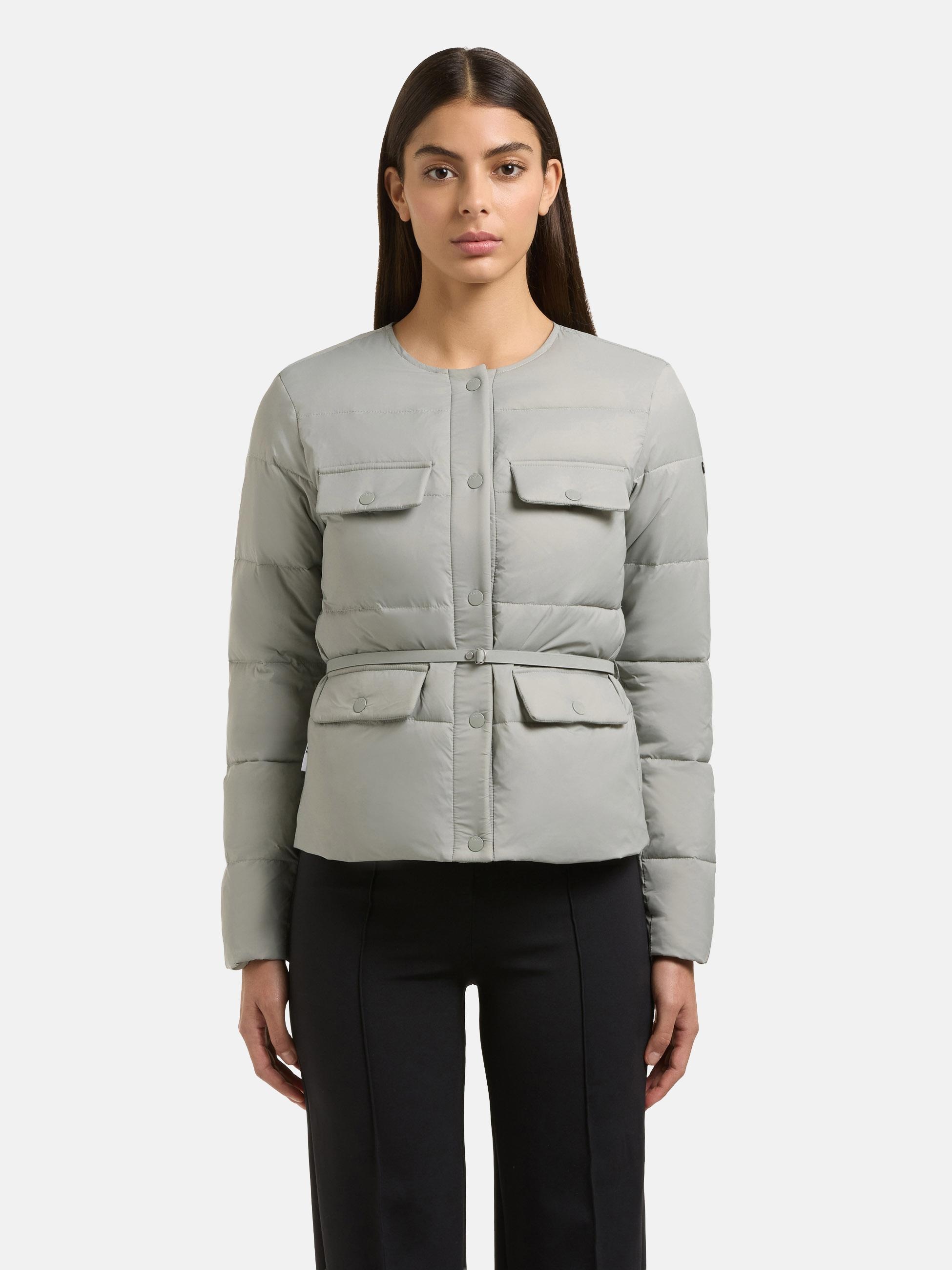 khujo Steppjacke "Cinnia" ohne Kapuze Elegante Damen Übergangsjacke mit Taillengürtel