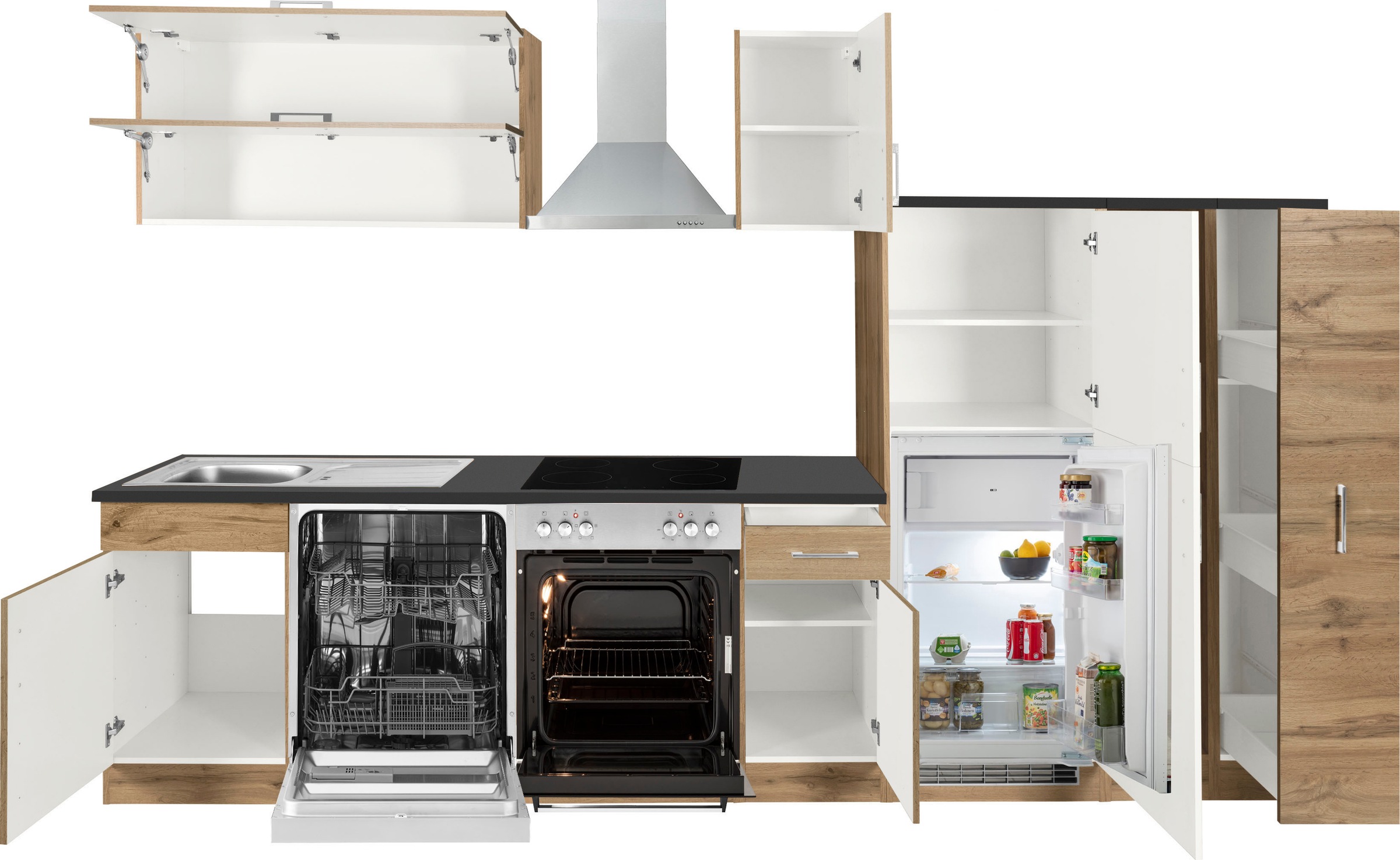 KOCHSTATION Küchenzeile »KS-Colmar« mit E-Geräten, Breite 330 cm