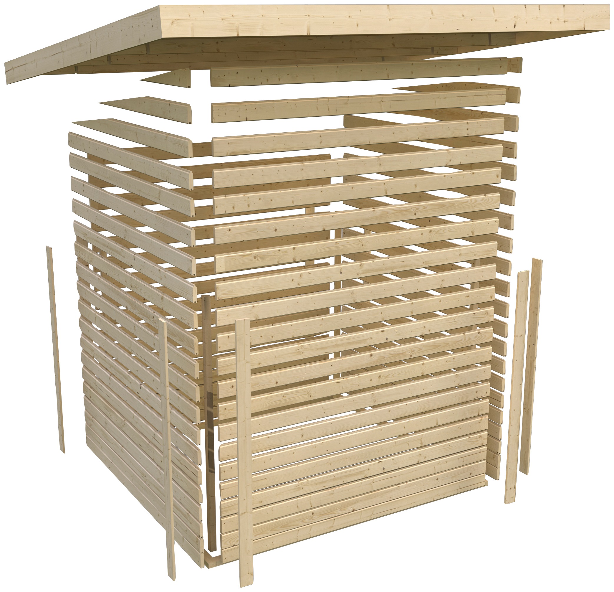Karibu Gartenhaus »Stockach 2«, (Set), anthrazit, naturbelassen oder terragrau