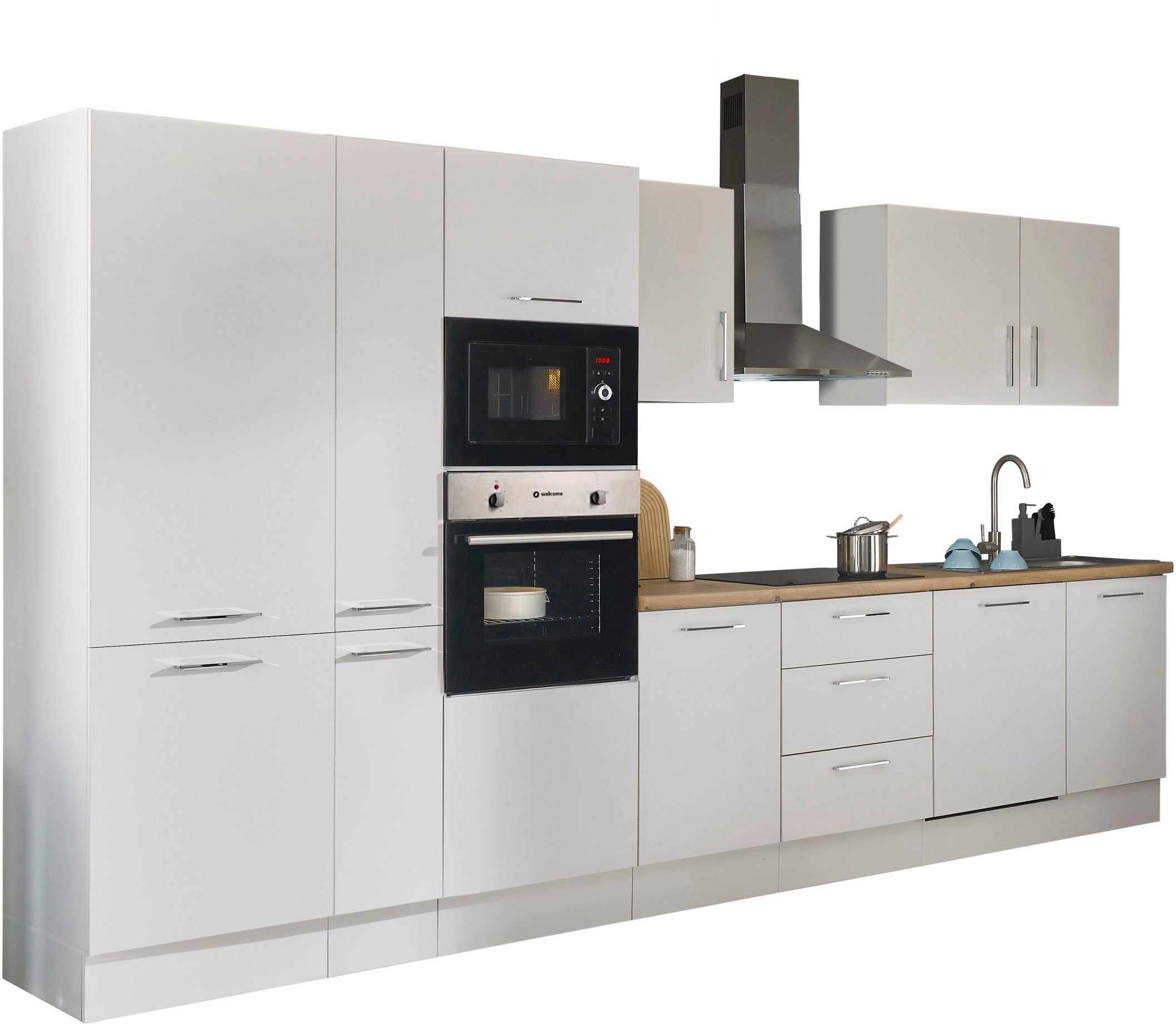 BASIC by Balculina Küchenzeile »Turin«, Breite 370 cm, wahlweise mit E-Geräten