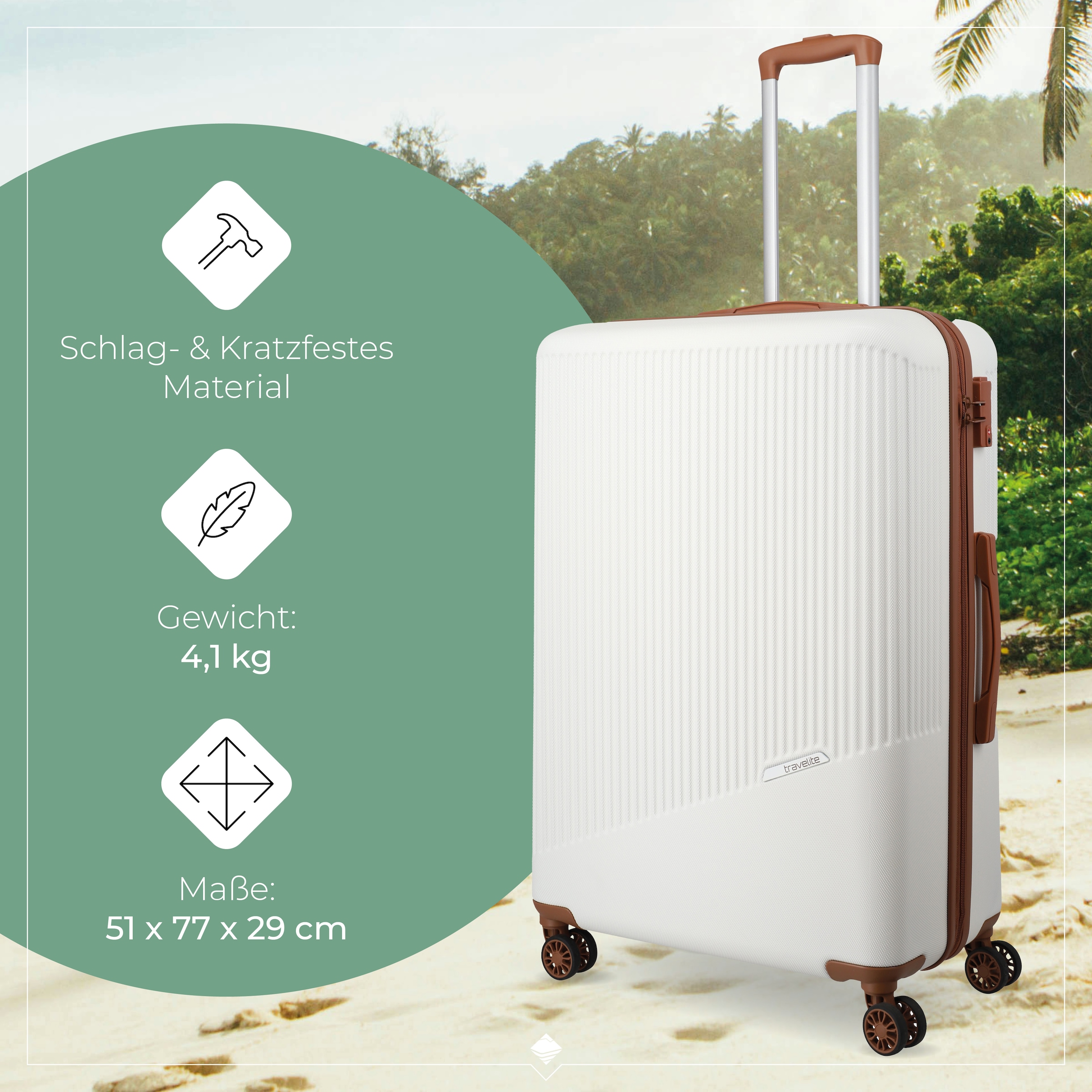 travelite Hartschalen-Trolley »BALI, in verschiedenen Größen und Farben«, 4 Rollen, Hartschallenkoffer Reisegepäck Reisekoffer TSA Schloss