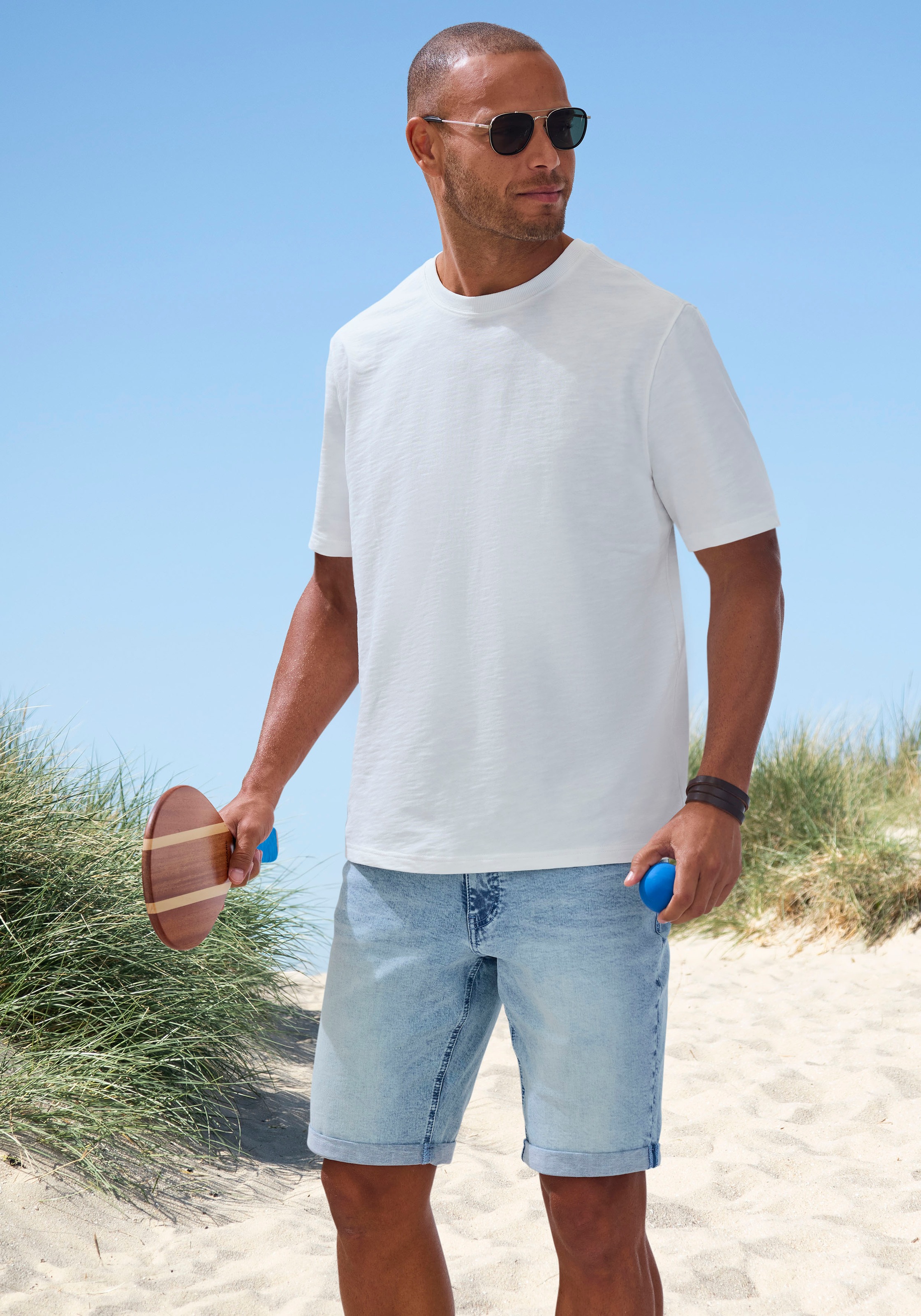 T-Shirt JOHN DEVIN, Damen, Gr. 5XL (72/74), creme, Jersey, Obermaterial: 60% Baumwolle, 40% Polyester, regular fit, Rundhals, abgesteppte Kante, Shirts T-Shirt, in Struktur-Qualität und modischen Farben 3