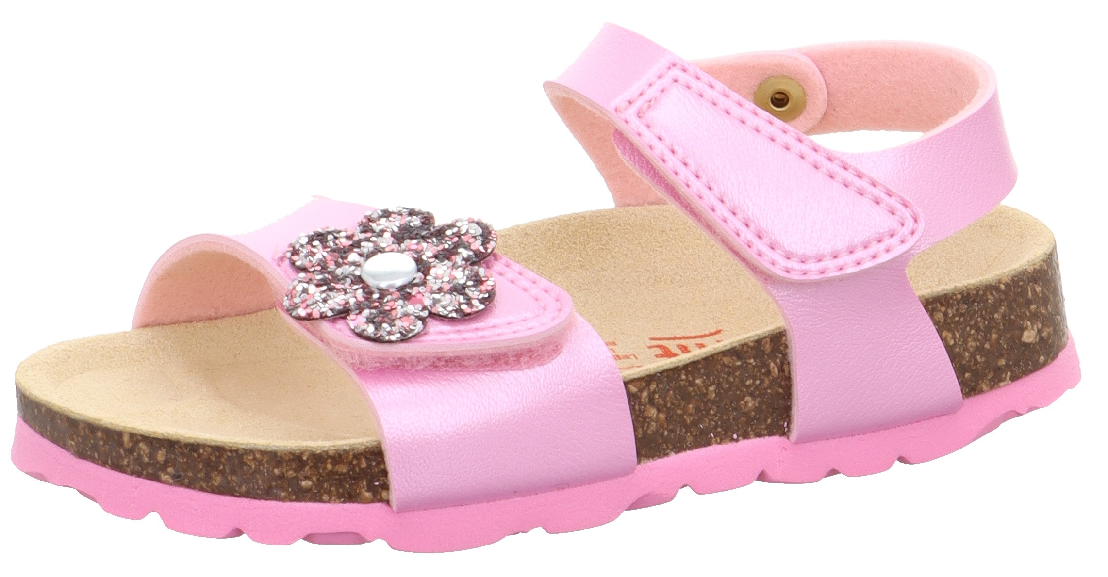 Superfit Sandale "FUSSBETTPANTOFFEL WMS: Mittel", Sommerschuh, Klettschuh, Sandalette, mit Glitzer