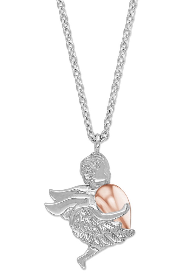 ENGELSRUFER Damen Kette mit Anhänger "Schutzengel", Silber 925 (Sterlingsilber), L: 50, rosa, Silber 925 (Sterlingsilber), Halsketten
