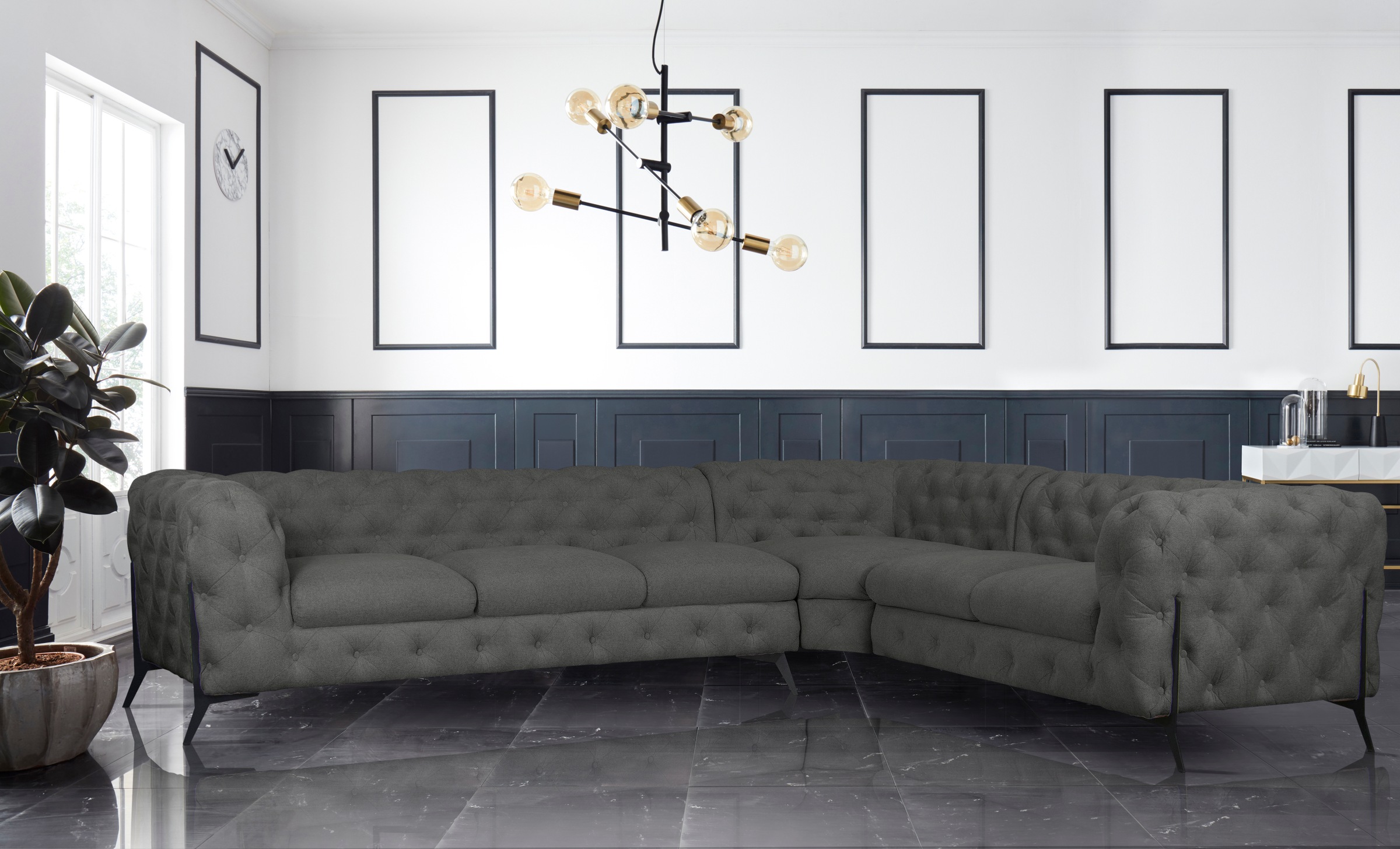 Home affaire Chesterfield-Sofa "Amaury L-Form" großes Ecksofa, Chesterfield günstig online kaufen