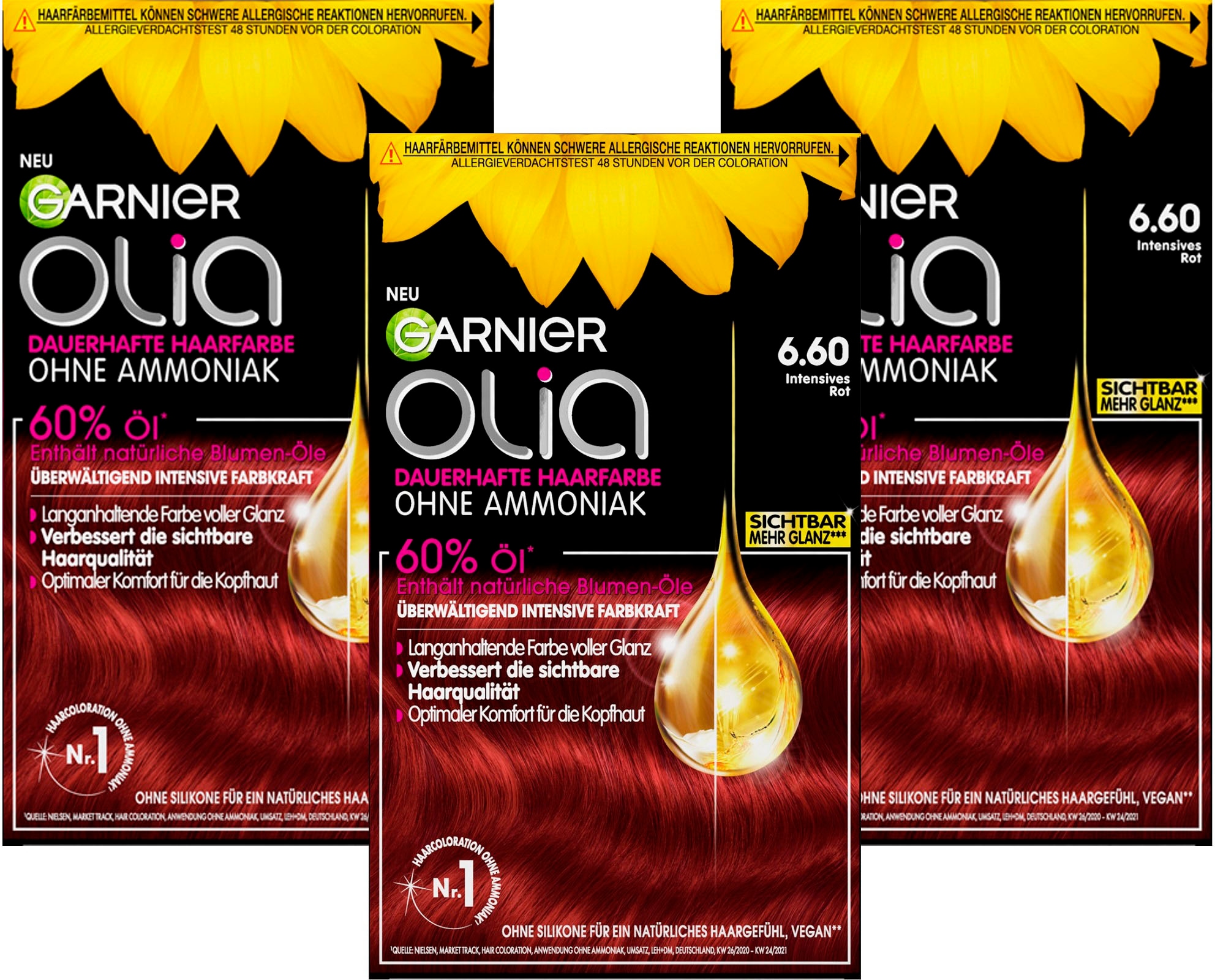 Coloration »Garnier Olia dauerhafte Haarfarbe«, (Set, 3 tlg.), Ölbasis