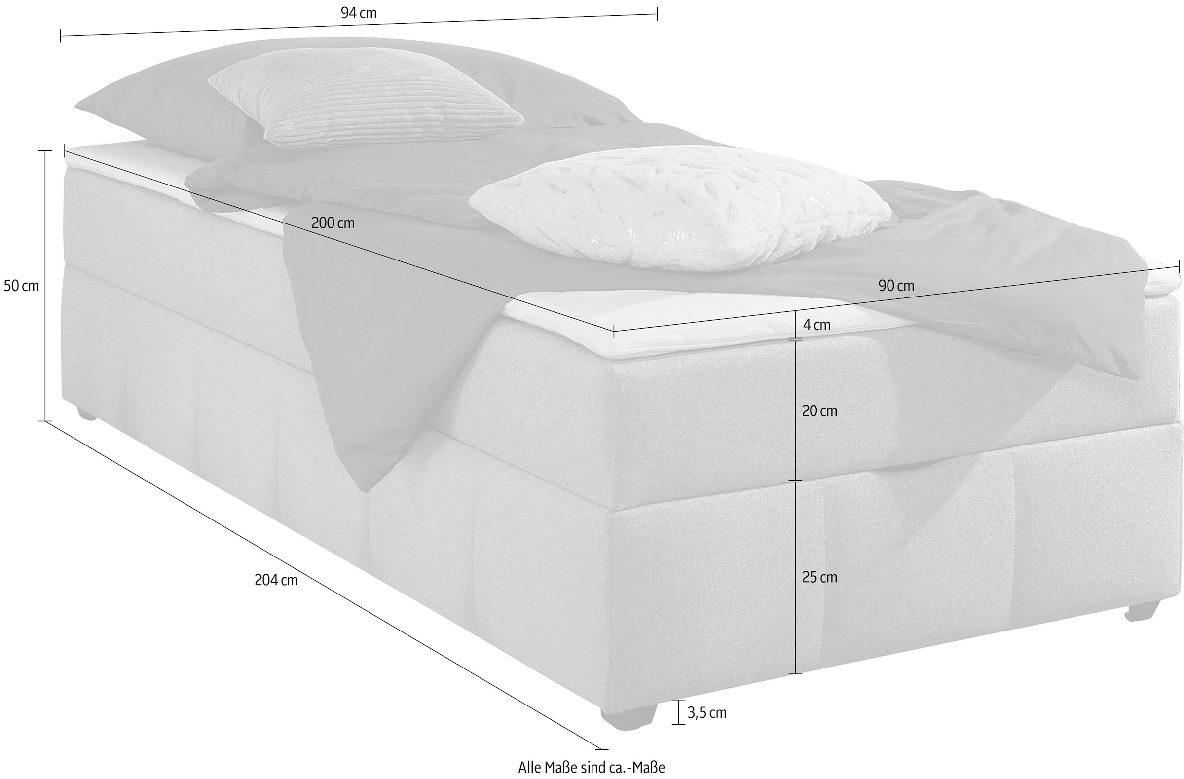 Home affaire Boxbett Boxbett ohne Kopfteil, inkl. Topper