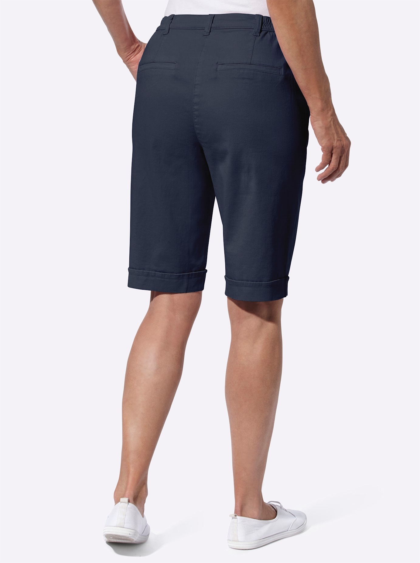 Jeansbermudas CLASSIC BASICS, Damen, Gr. 50, Normalgrößen, blau (marine), 97% Baumwolle, 3% Elasthan, unifarben, knielang, Jeans 3