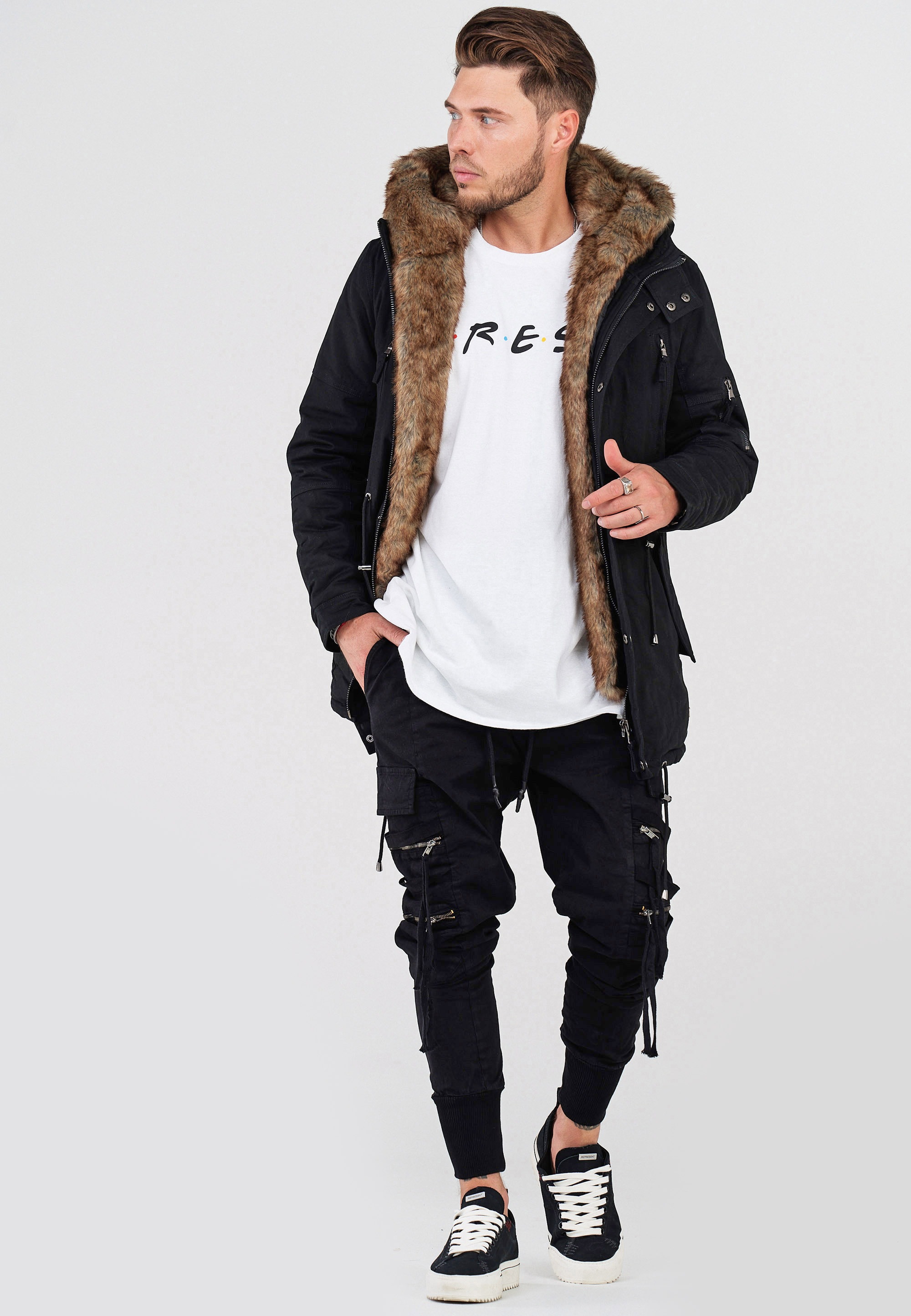 behype Parka »BHTYLER«, mit abnehmbarem Kunstfell