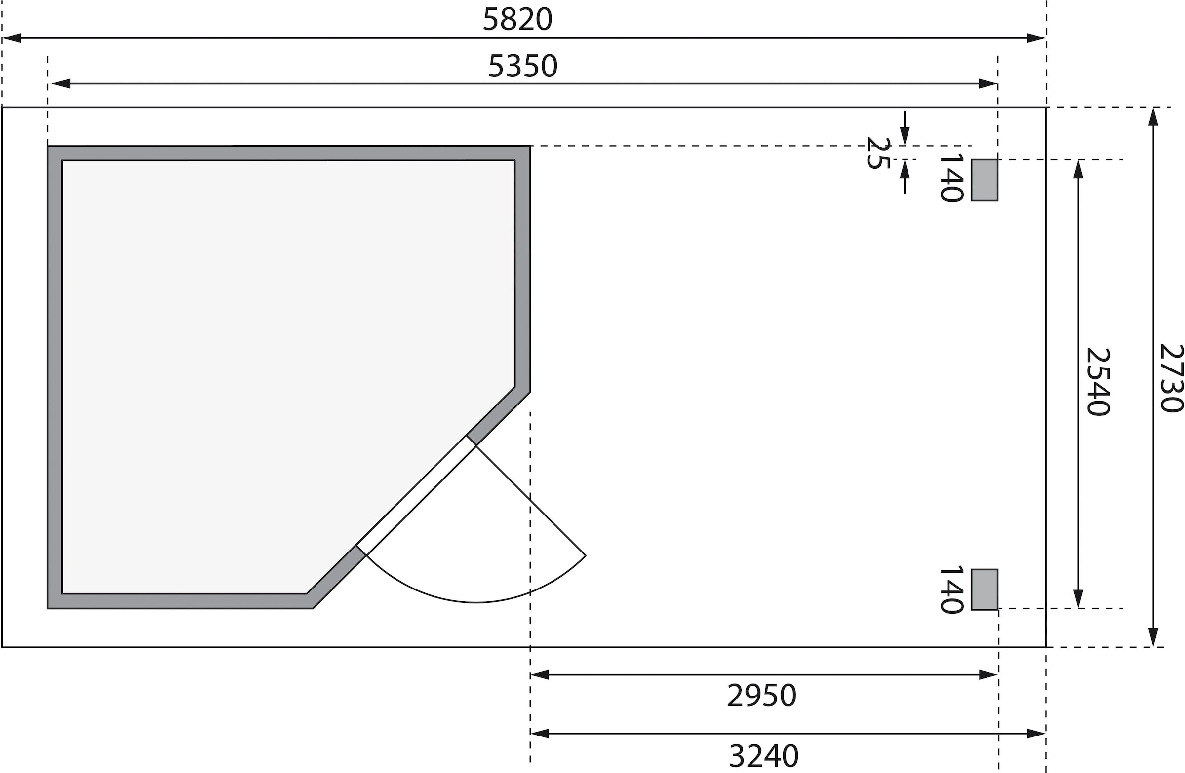 natur | KONIFERA »Neusee terragrau 2«, Anbaudach, kaufen BAUR mit Gartenhaus o.