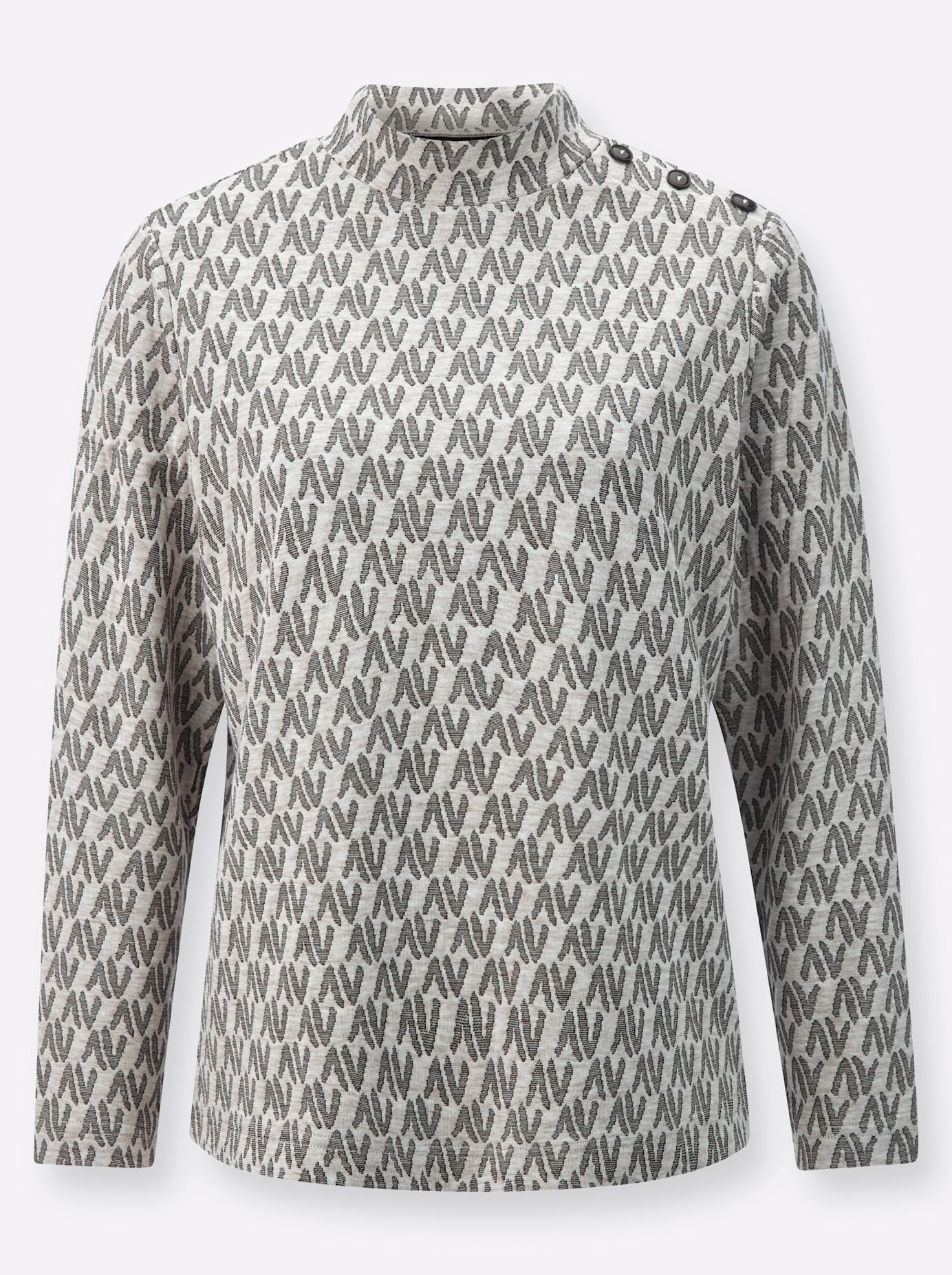 Thumbnail - Classic Basics Stehkragenshirt "Jacquard-Shirt" 1 Stk. tlg.
