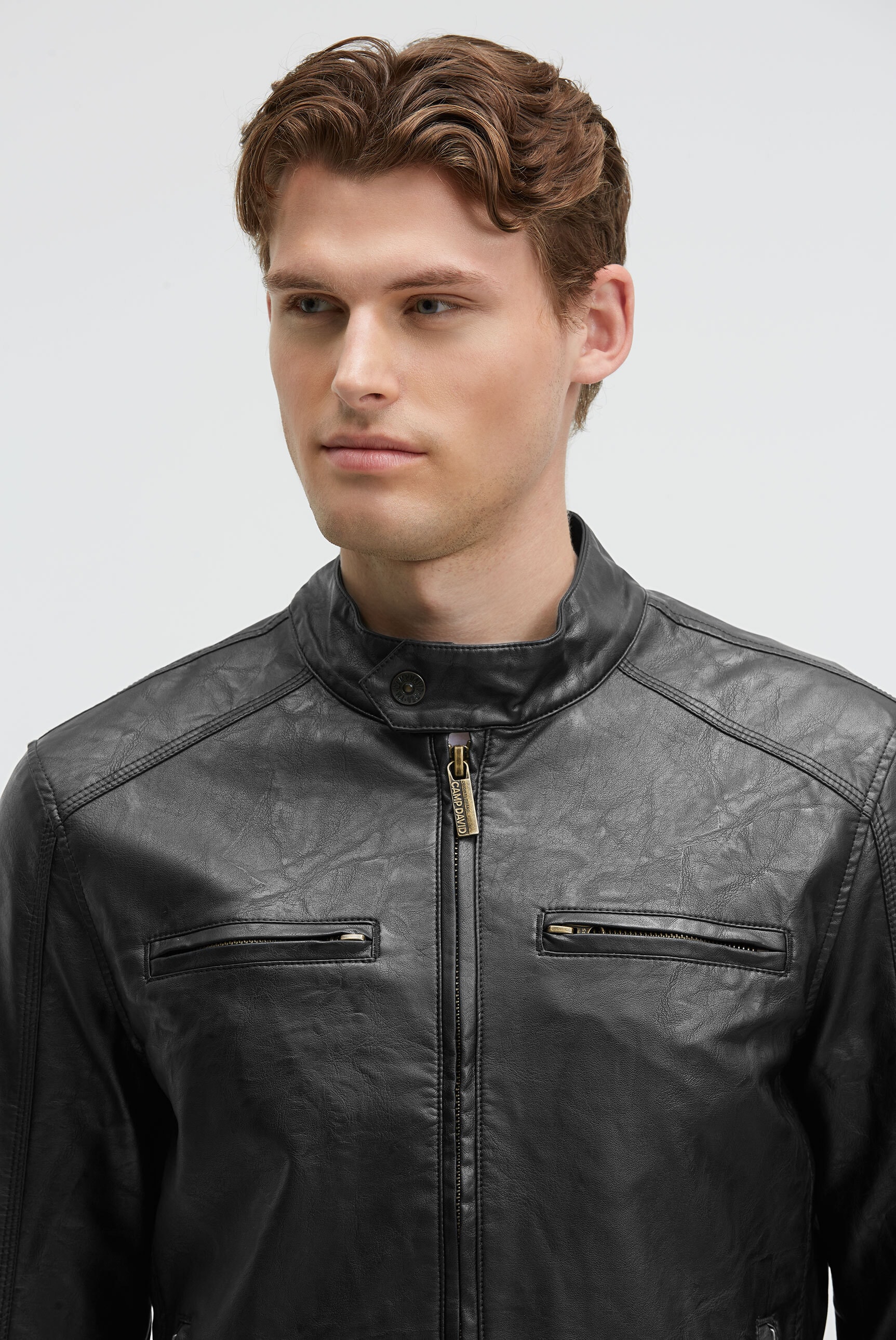 CAMP DAVID Lederimitatjacke mit Kapuze mit abtrennbarer Kapuze