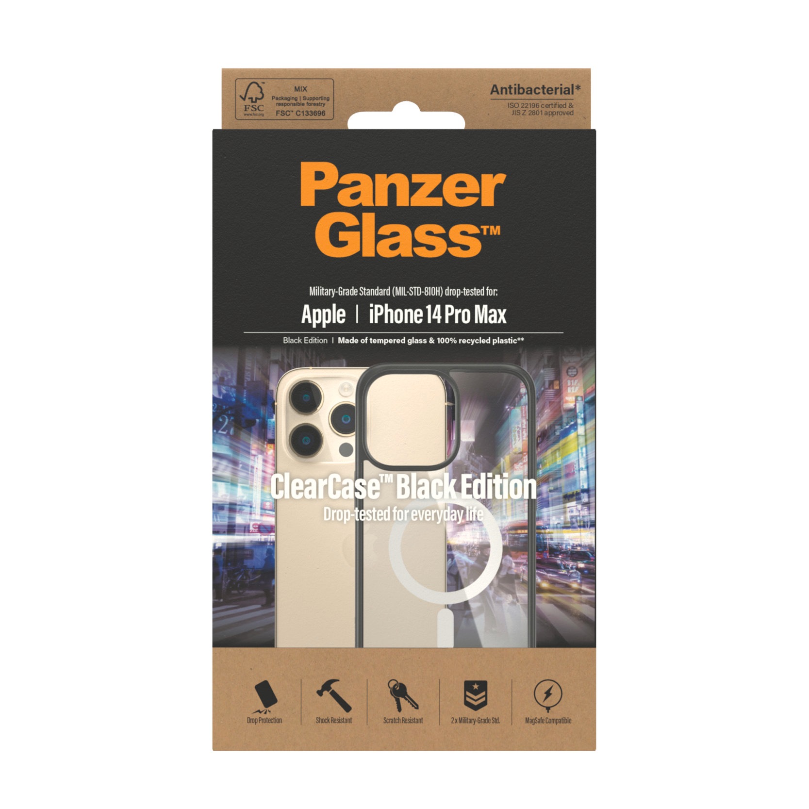 PanzerGlass Backcover »MagSafe ClearCase mit BlackFrame - iPhone 14 Pro Max«