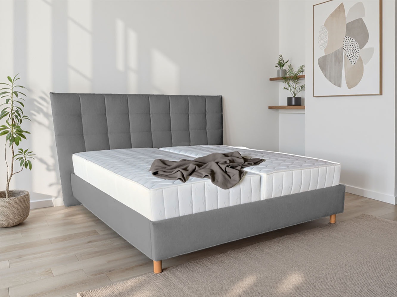 COLLECTION AB Polsterbett "CLASSIC Scandi erhältlich in der Breite 180x200cm" 3 Varianten: Rahmen, Rahmen + Rost oder Komplett-Set mit King-Matratze