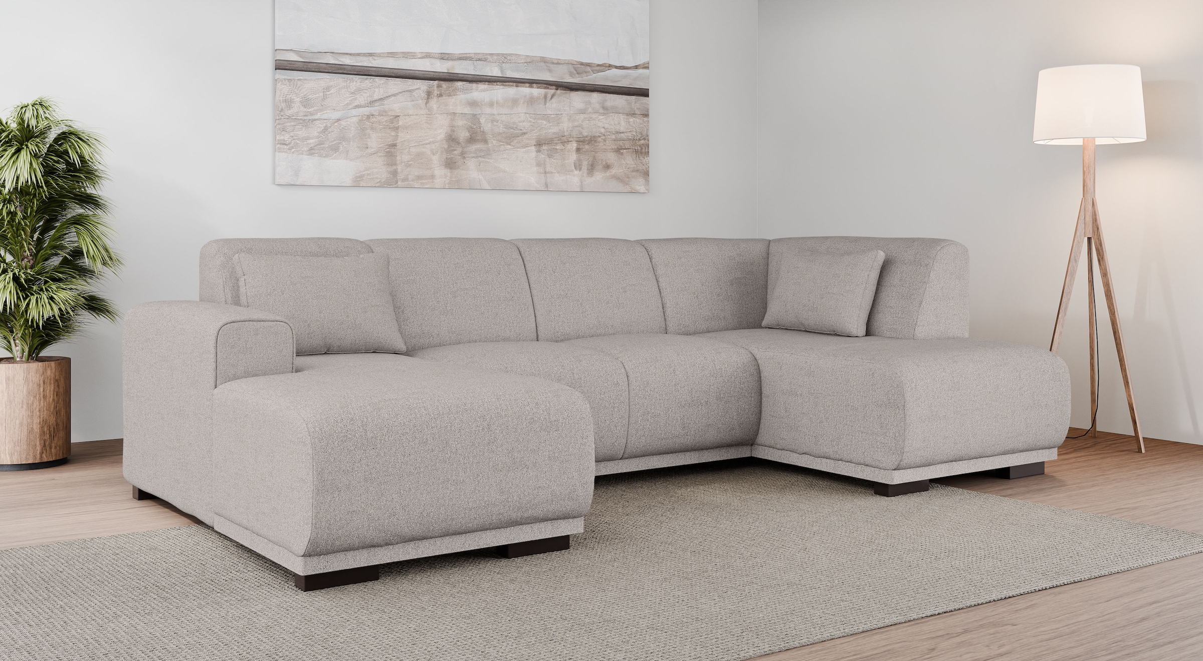 OTTO home Wohnlandschaft "BORNHOLM U-Form mit Recamiere rechts/links, B/T/H: 300/162/85 cm" U-Form mit Wellenunterfederung, Recamiere rechts oder links bestellbar