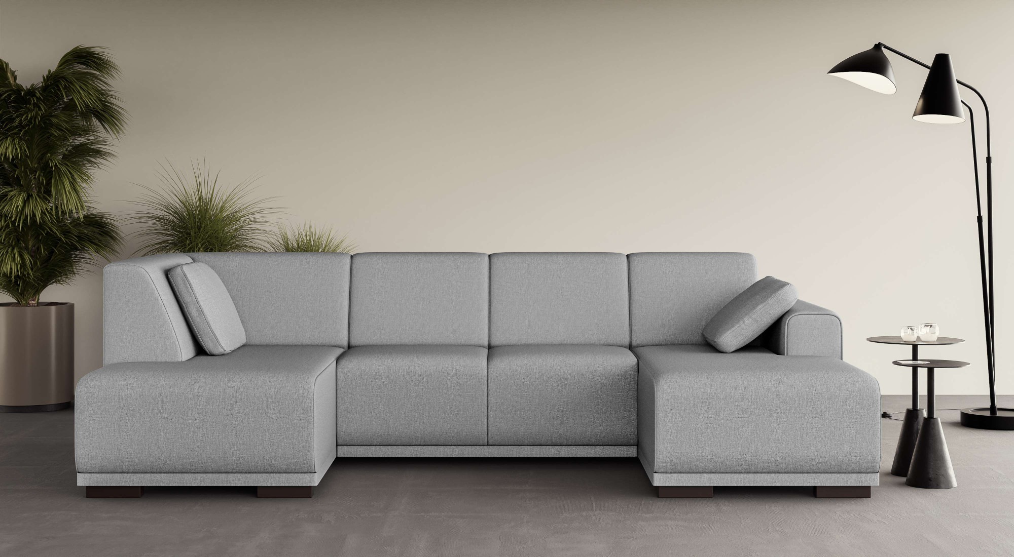 Home affaire Wohnlandschaft »BORNHOLM U-Form mit Recamiere rechts/links, B/T/H: 300/162/85 cm«, U-Form mit Wellenunterfederung, Recamiere rechts oder links bestellbar