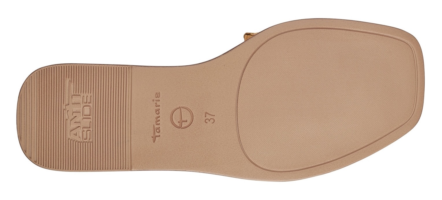 Tamaris Pantolette, Blockabsatz, Sommerschuh, Schlupfschuh mit edlem Schmuckelement