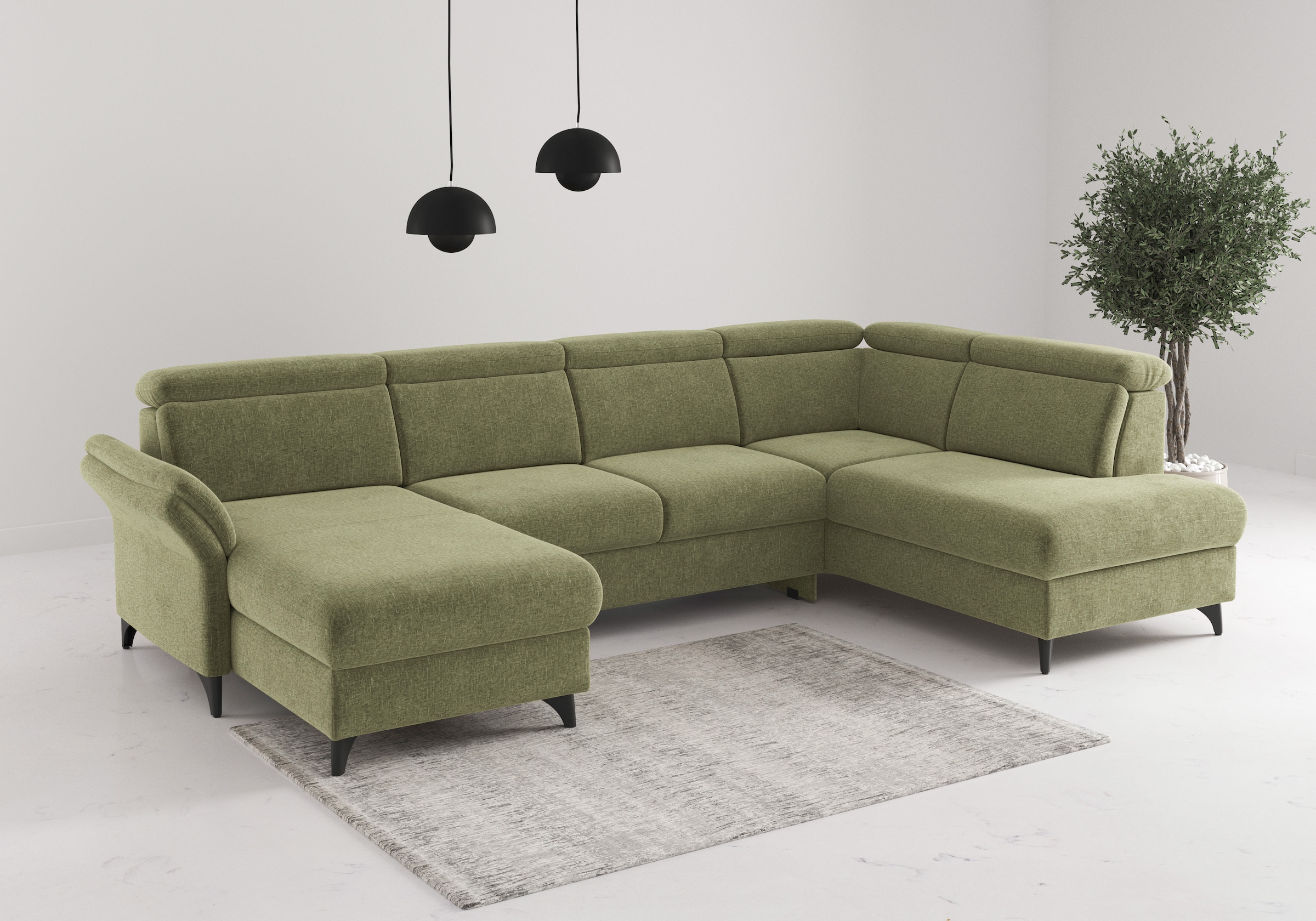 sit&more Wohnlandschaft "Glendale, U-Form" inkl. Kopfteilverstellung,wahlweise mit Vorziehsitz und Bettkasten