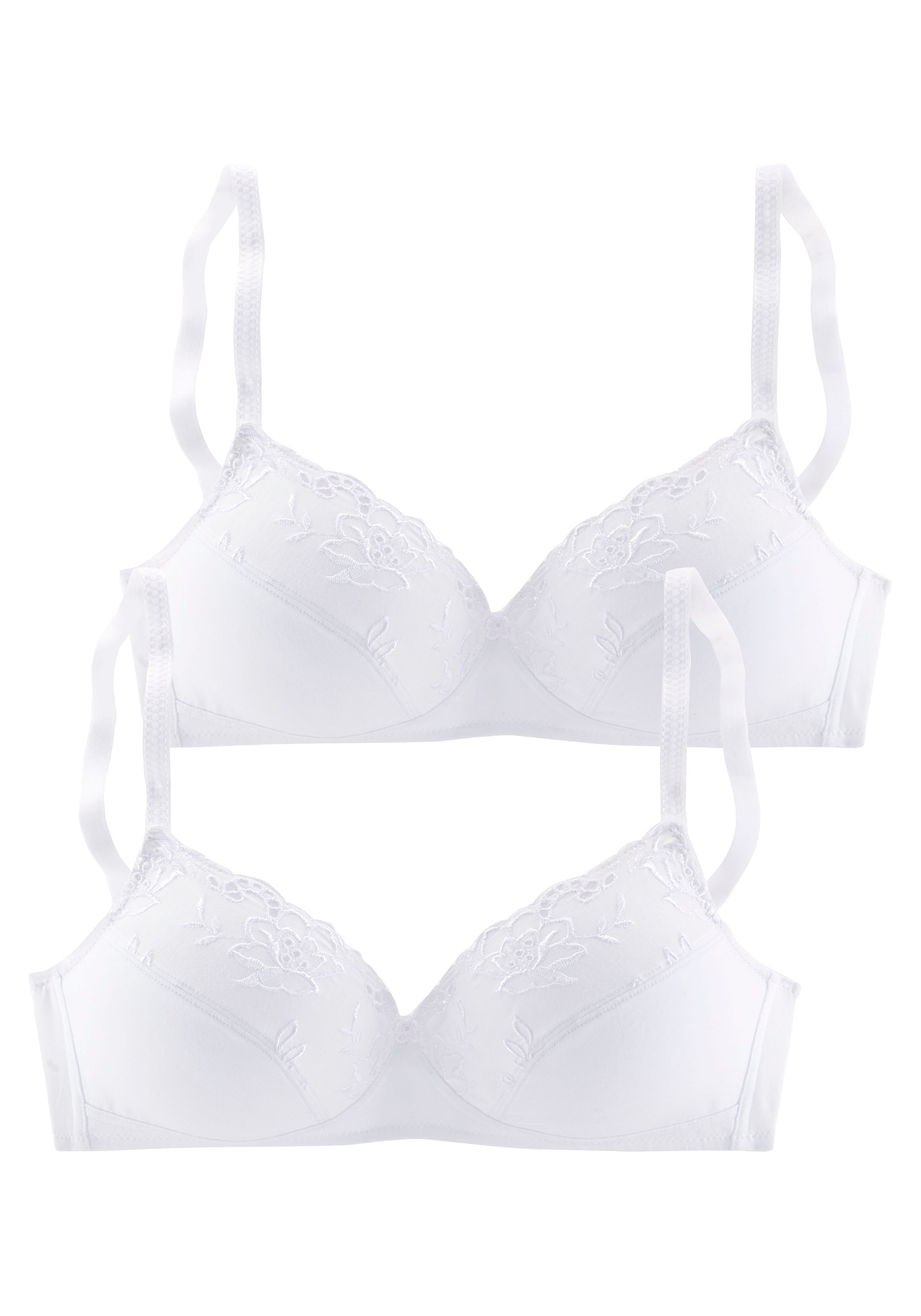 petite fleur by Lascana Soft-BH Packung, ohne Bügel, mit hübscher Baumwollstickerei