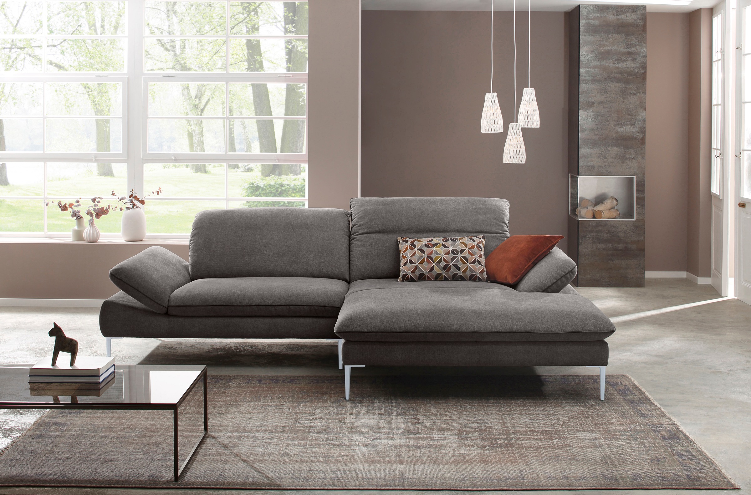 W.SCHILLIG Ecksofa »enjoy&MORE«, mit Sitztiefenverstellung, Füße silber matt, Breite 294 cm