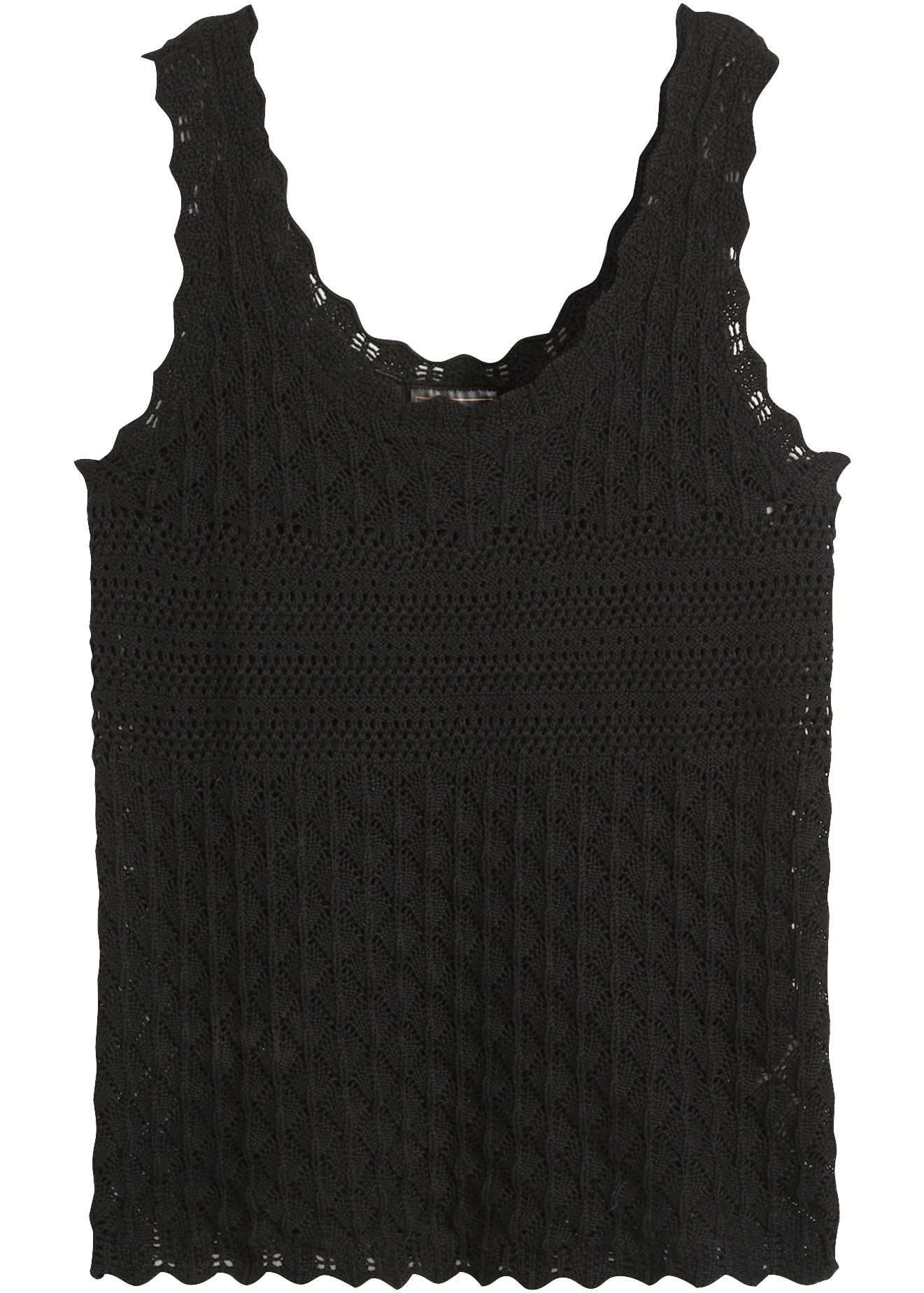 bonprix Stricktop aus Baumwollmix, figurumspielende Passform, ärmellos, ohne Kragen