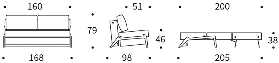 INNOVATION LIVING ™ Schlafsofa »Cubed«, Kompaktes Klappsofa mit Füßen aus Eiche