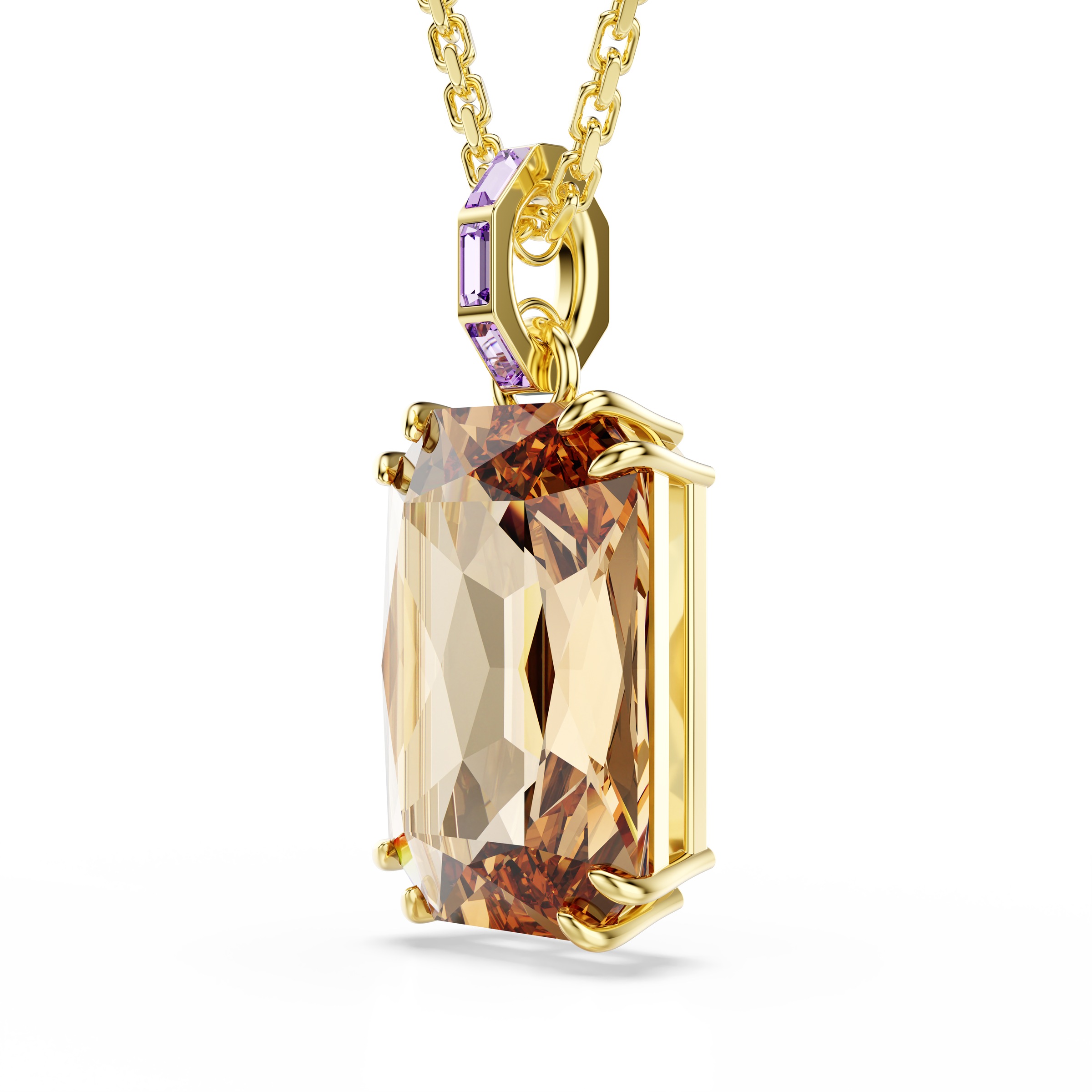 Kette mit Anhänger SWAROVSKI "Schmuck Geschenk Millenia Halskette", gold (gelbgoldfarben, hellbraun, lila), Halsketten, Damen, Metall, mit Swarovski Kristall 3